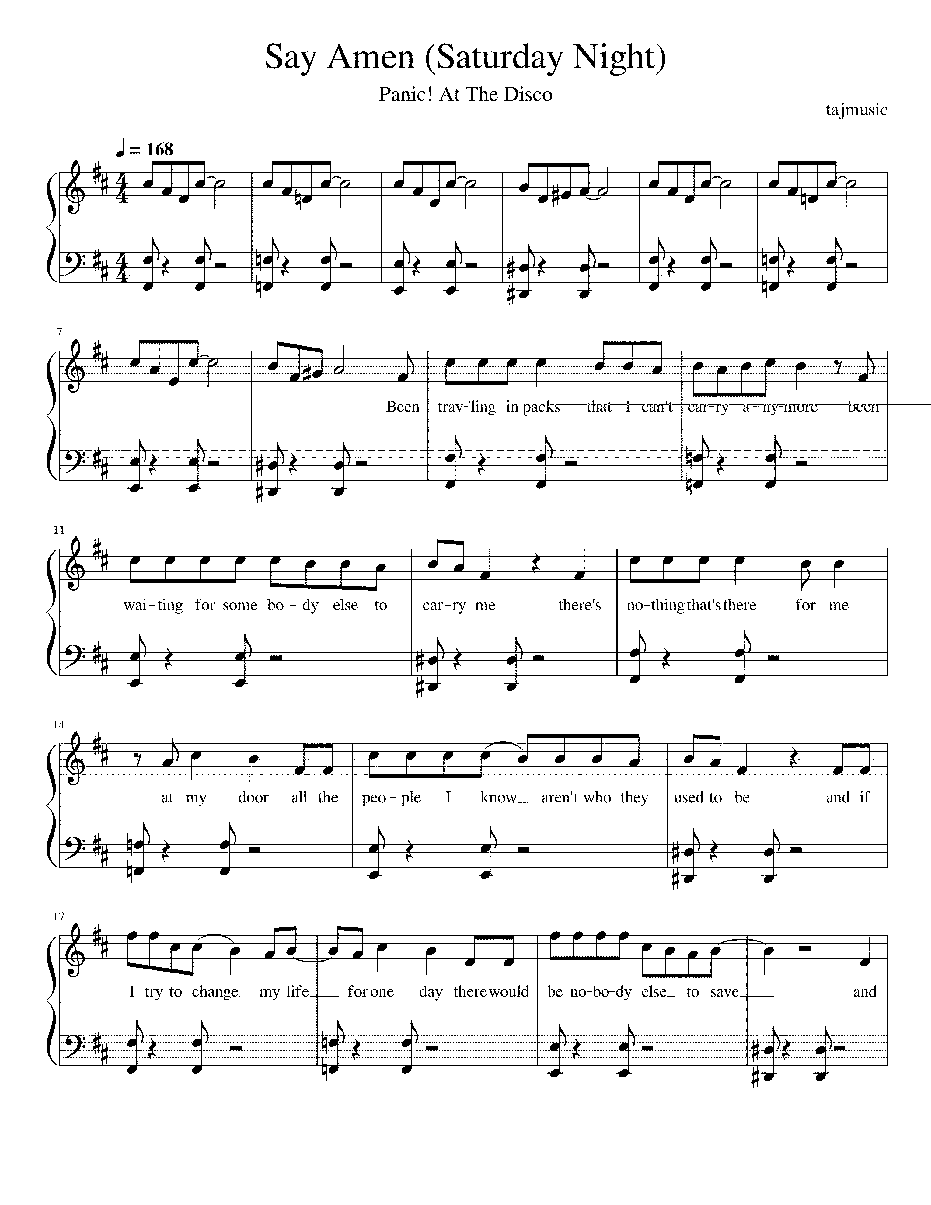 Partitura Saturday Night