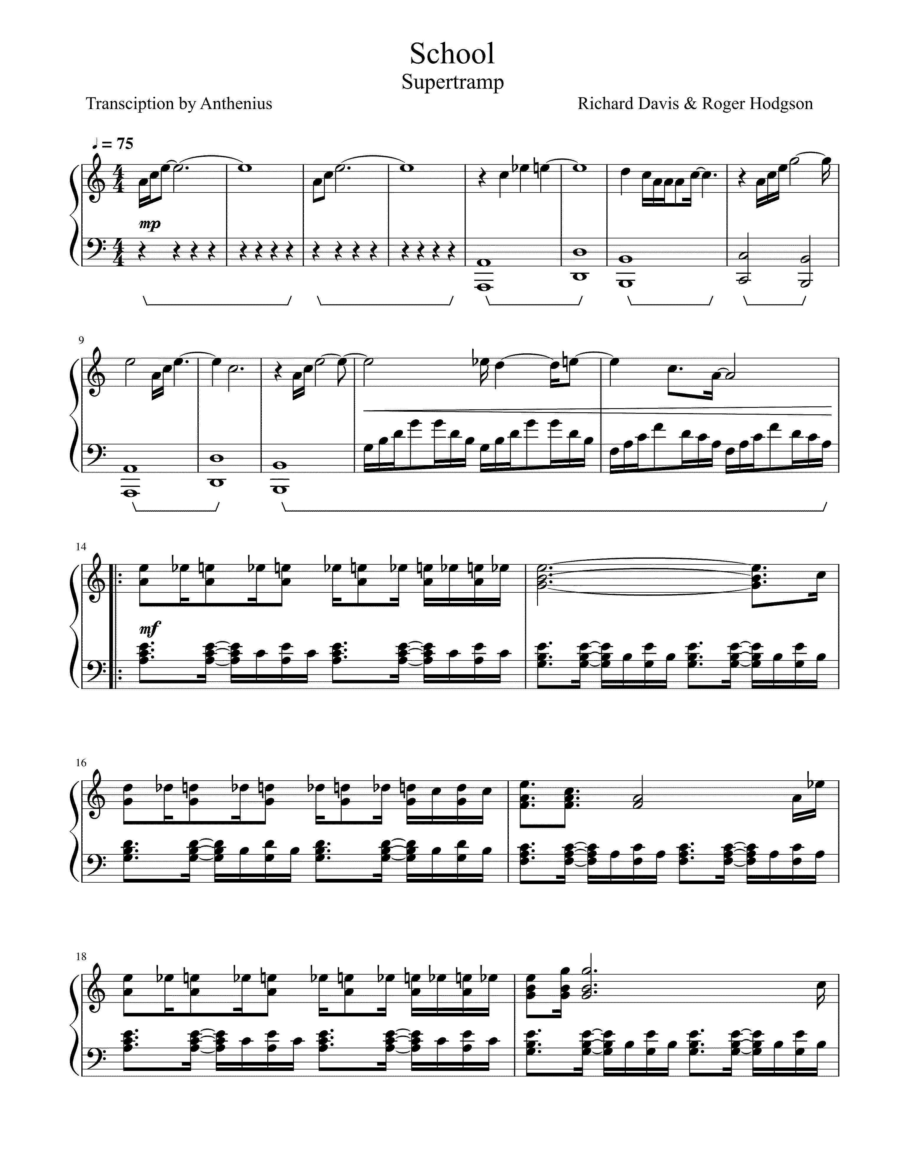 Partitura School Supertramp