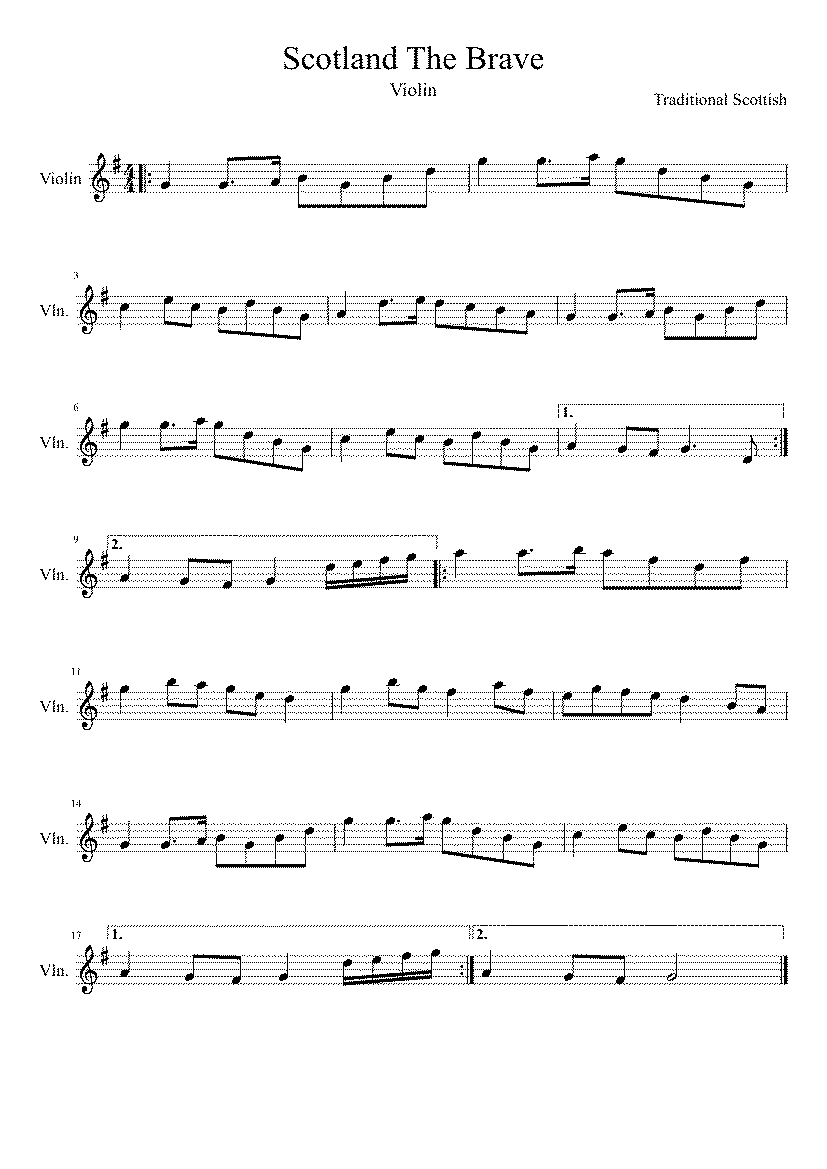 Partitura Scotland The Brave