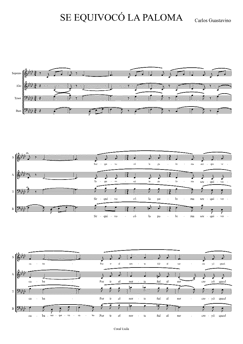Partitura Se Equivoco La Paloma