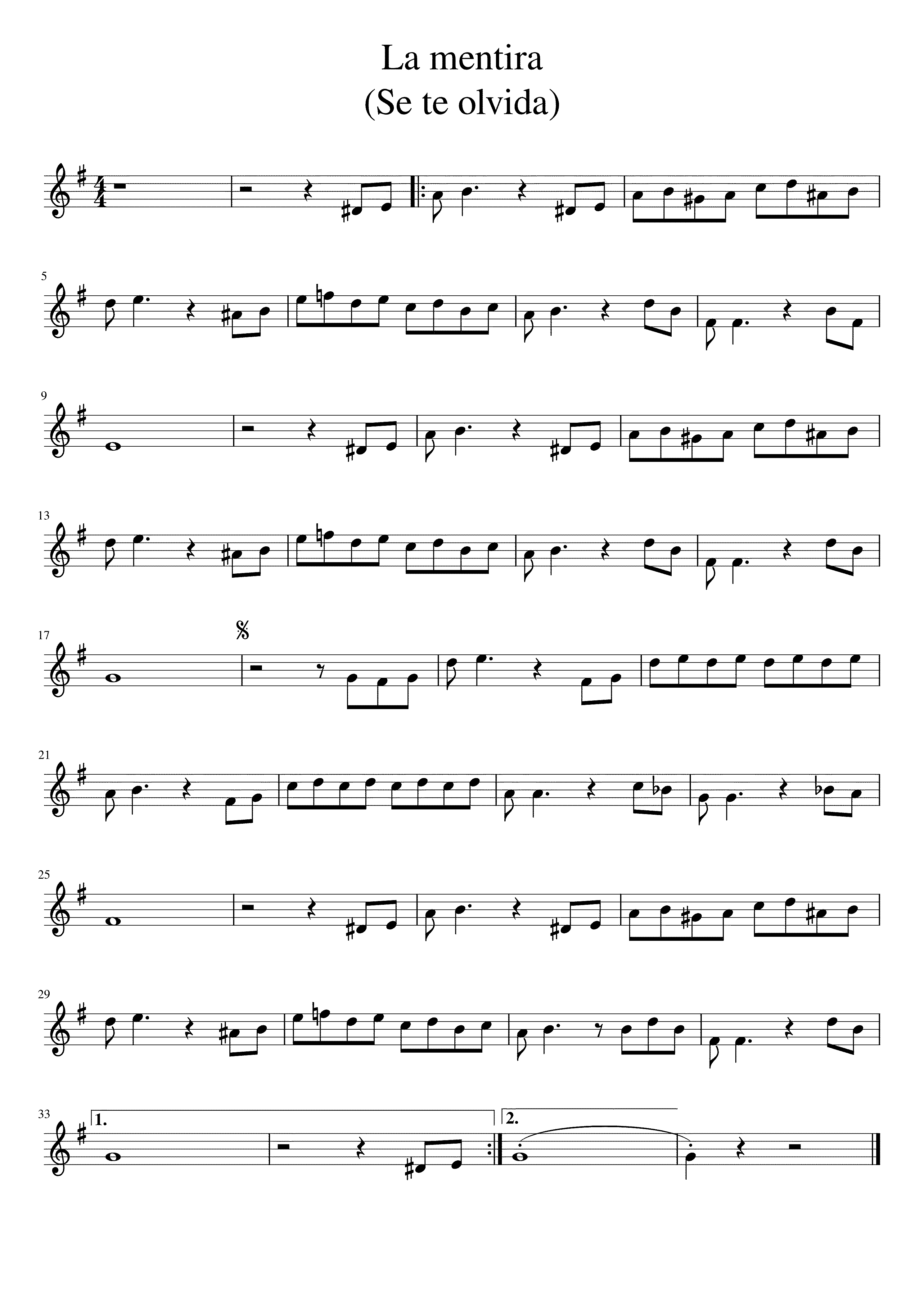 Partitura Se Te Olvida