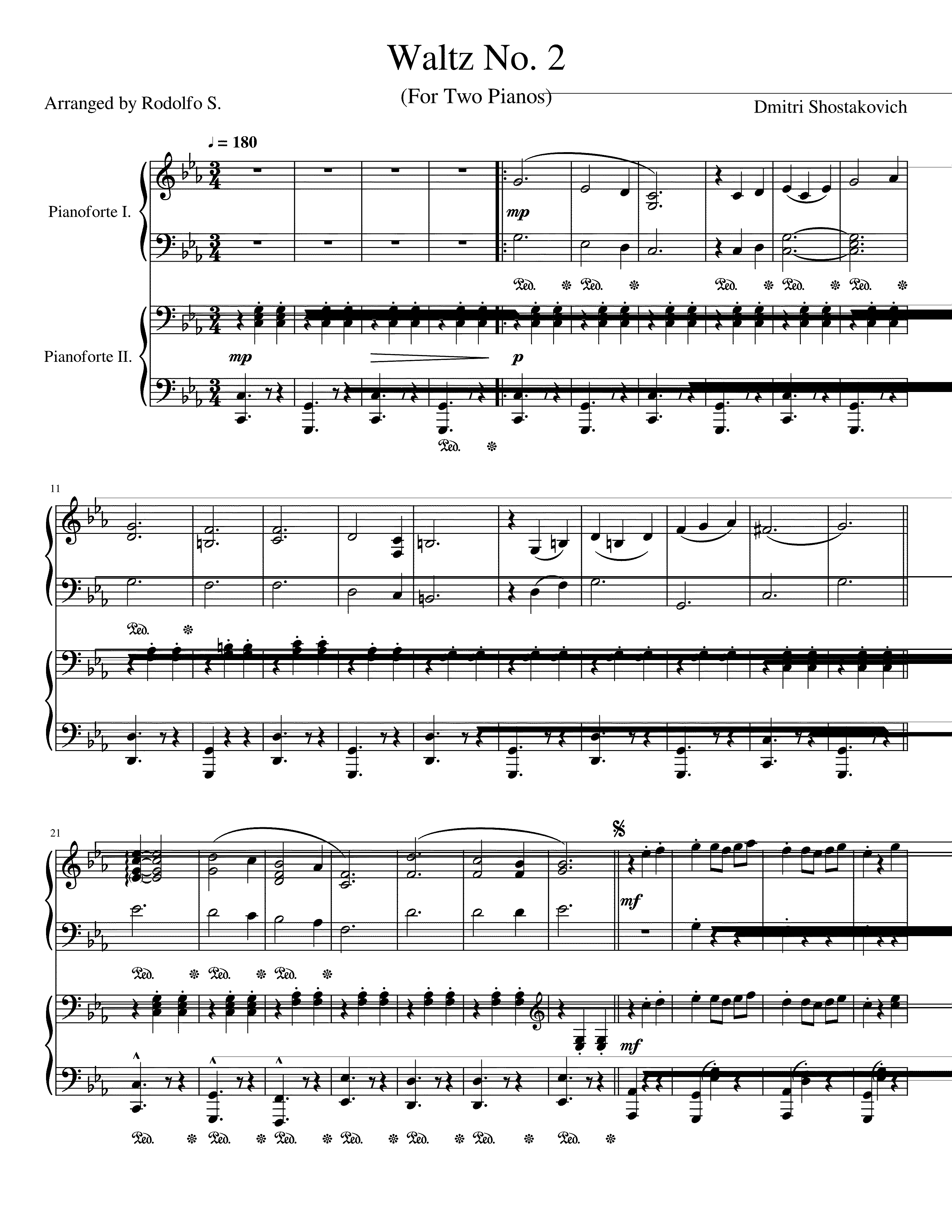 Partitura Second Vals Shostakovich