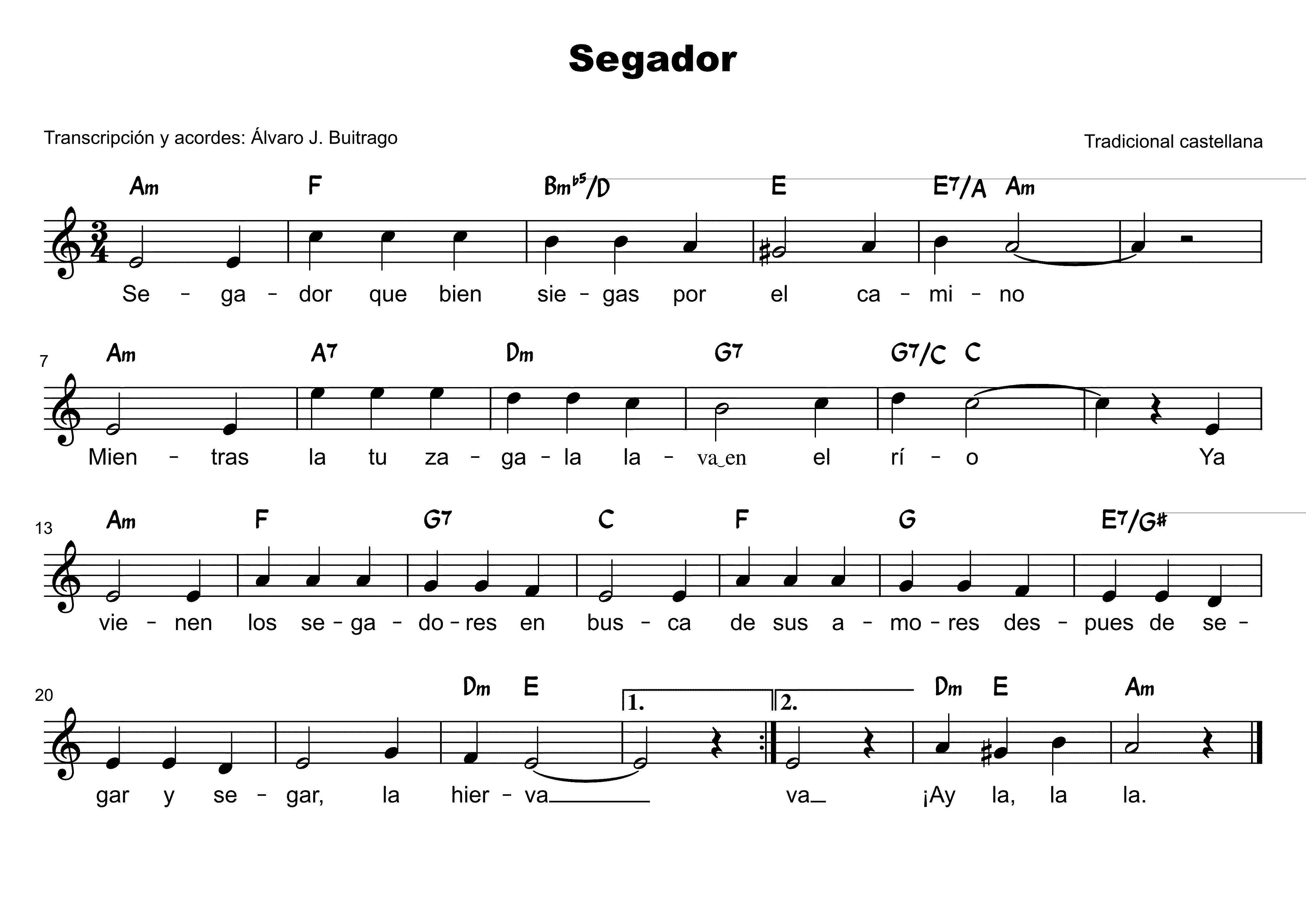 Partitura Segador