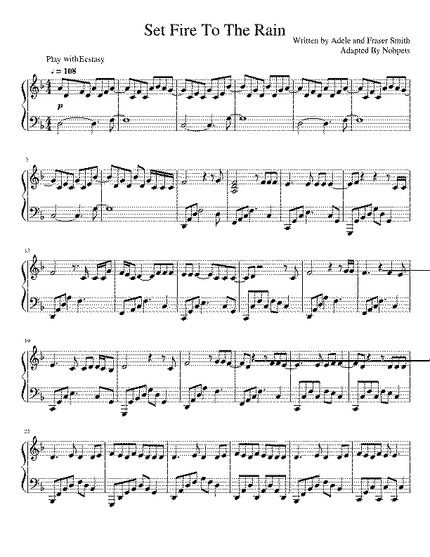 Partitura Set Fire To The Rain Adele