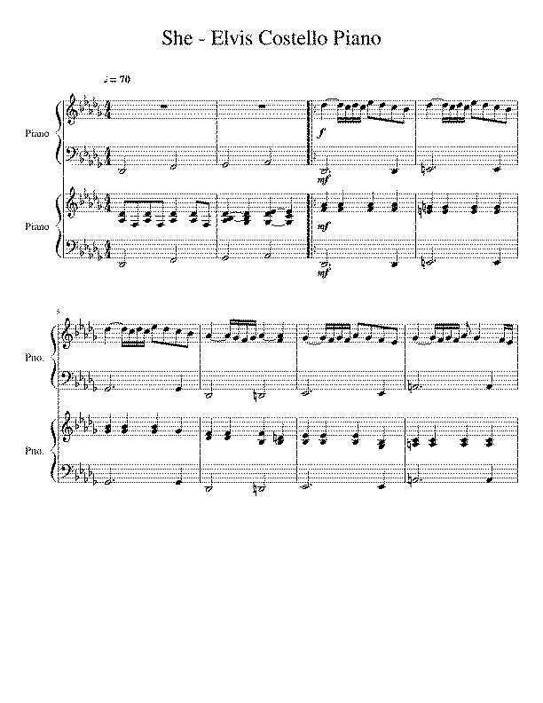 Partitura She Elvis Costello