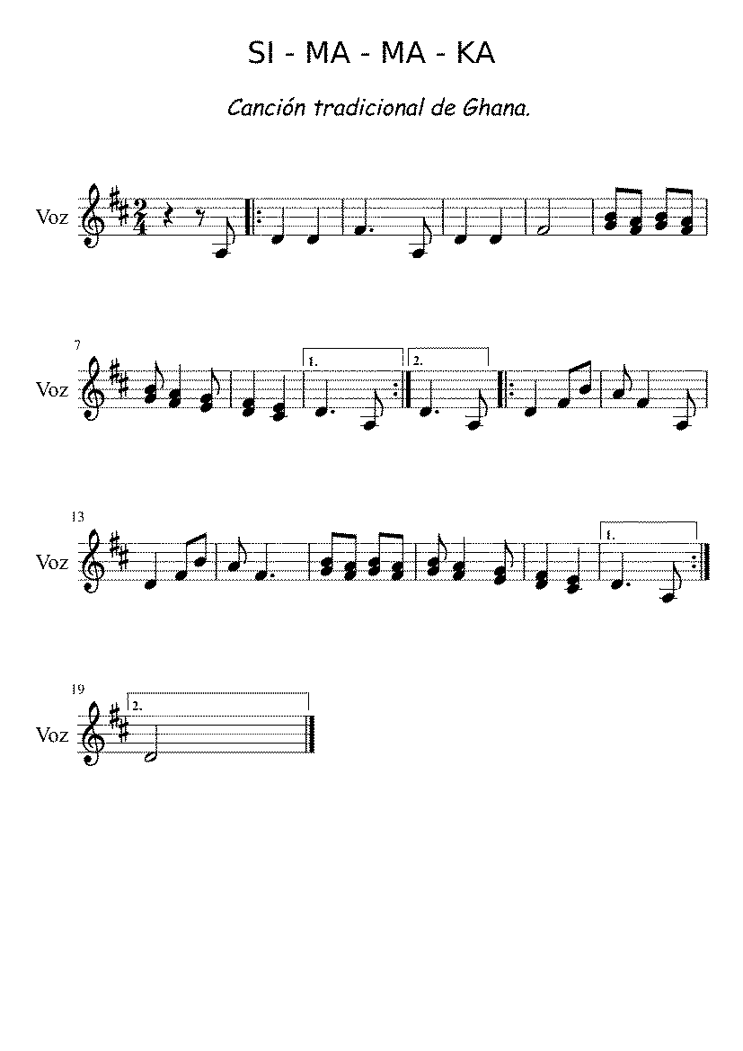 Partitura Si Ma Ma Ka