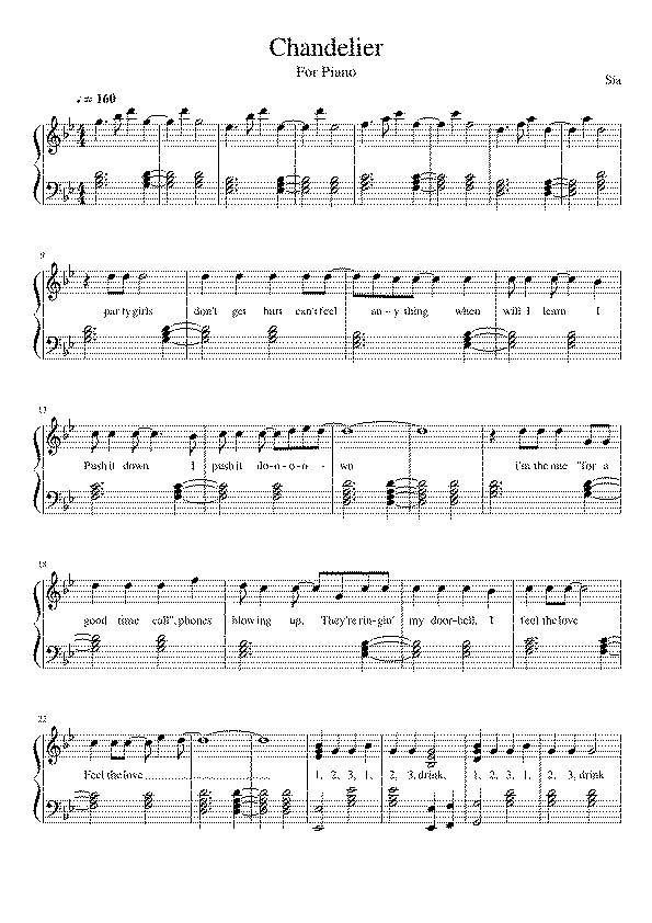 Partitura Sia Chandelier