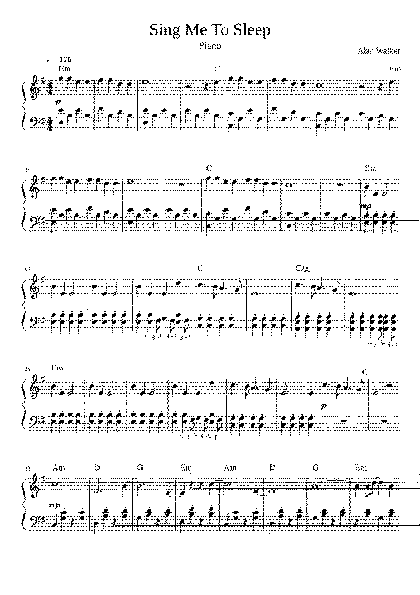 Partitura Sing Me To Sleep