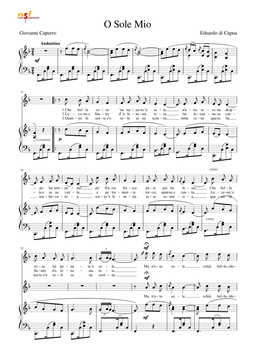 Partitura Sol Sole