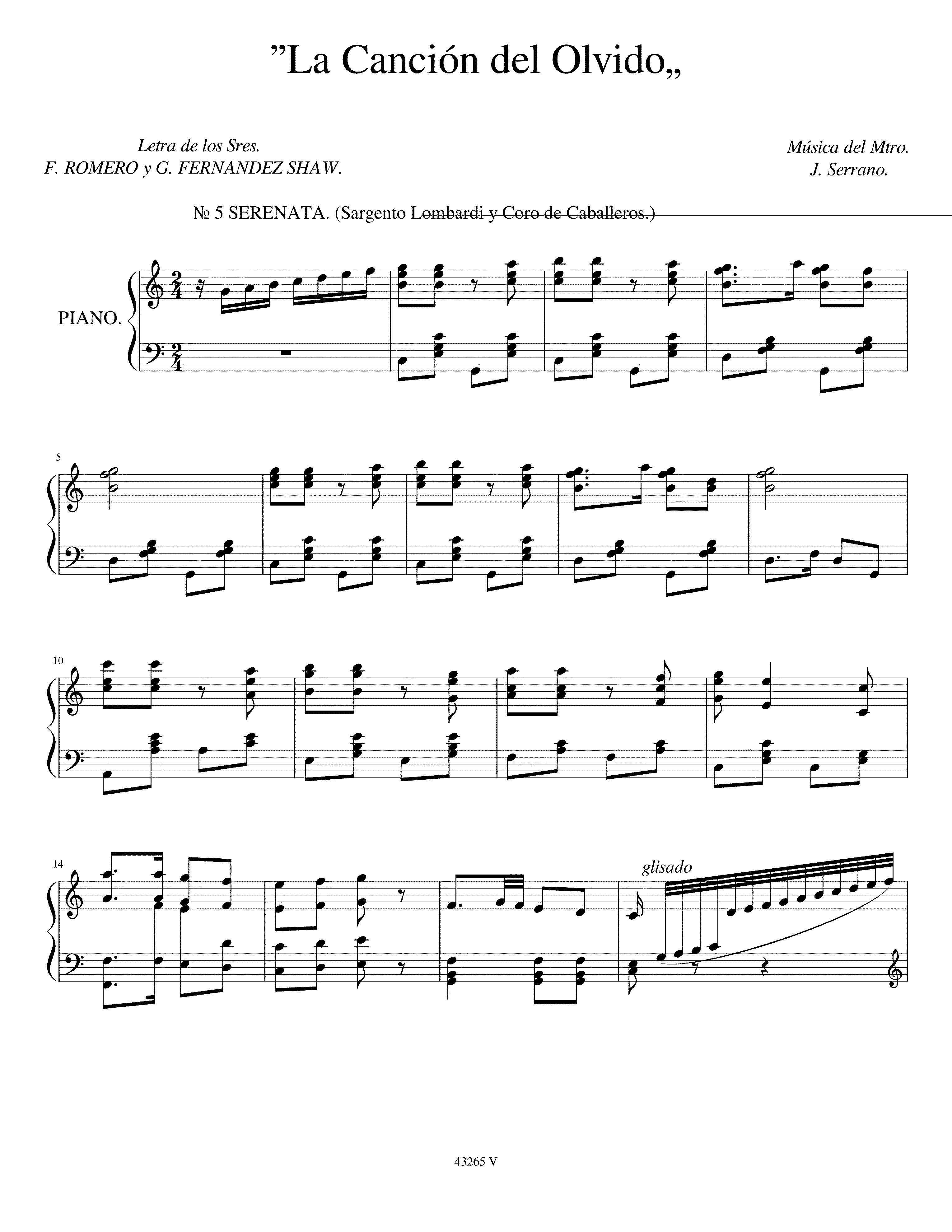 Partitura Soldado de Napoles