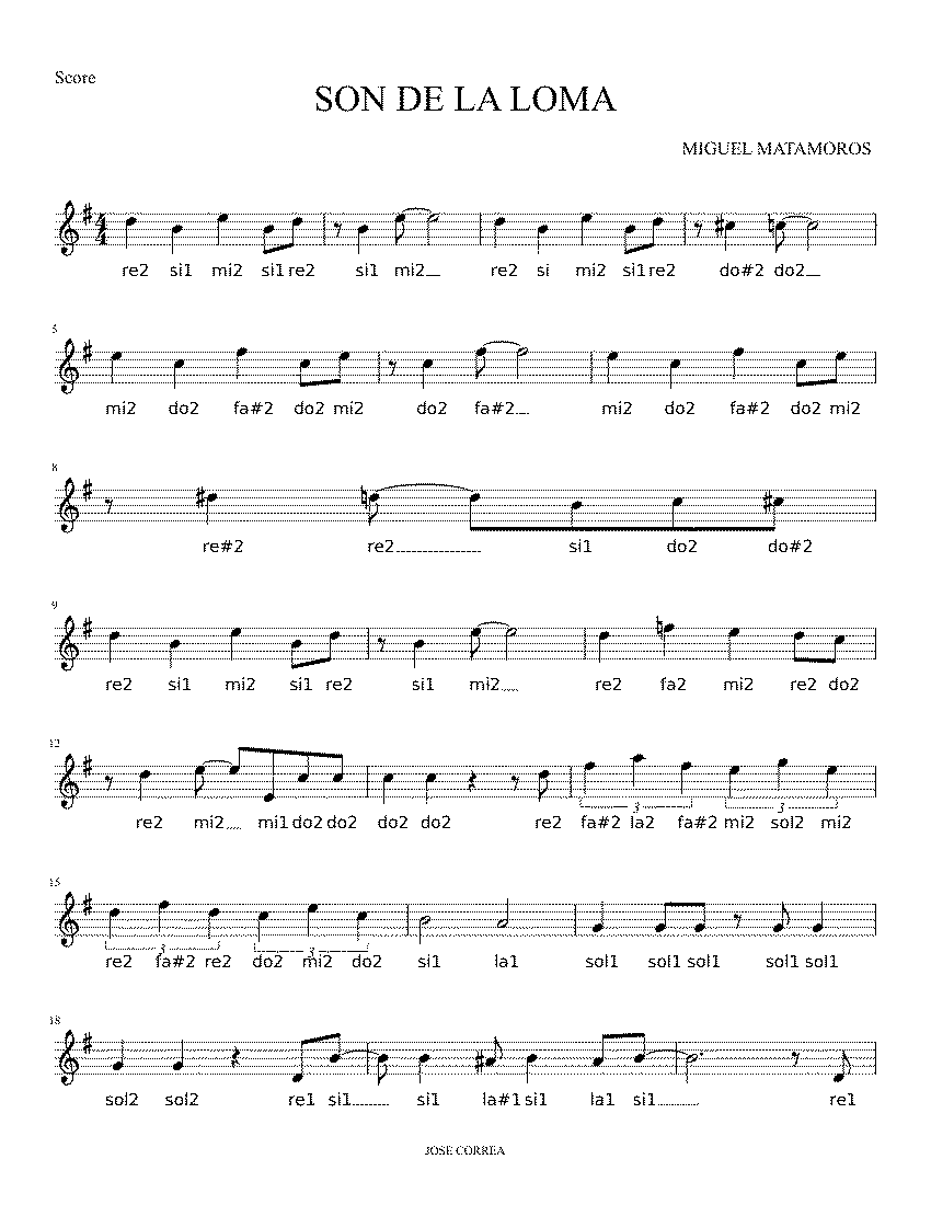 Partitura Son de la Loma