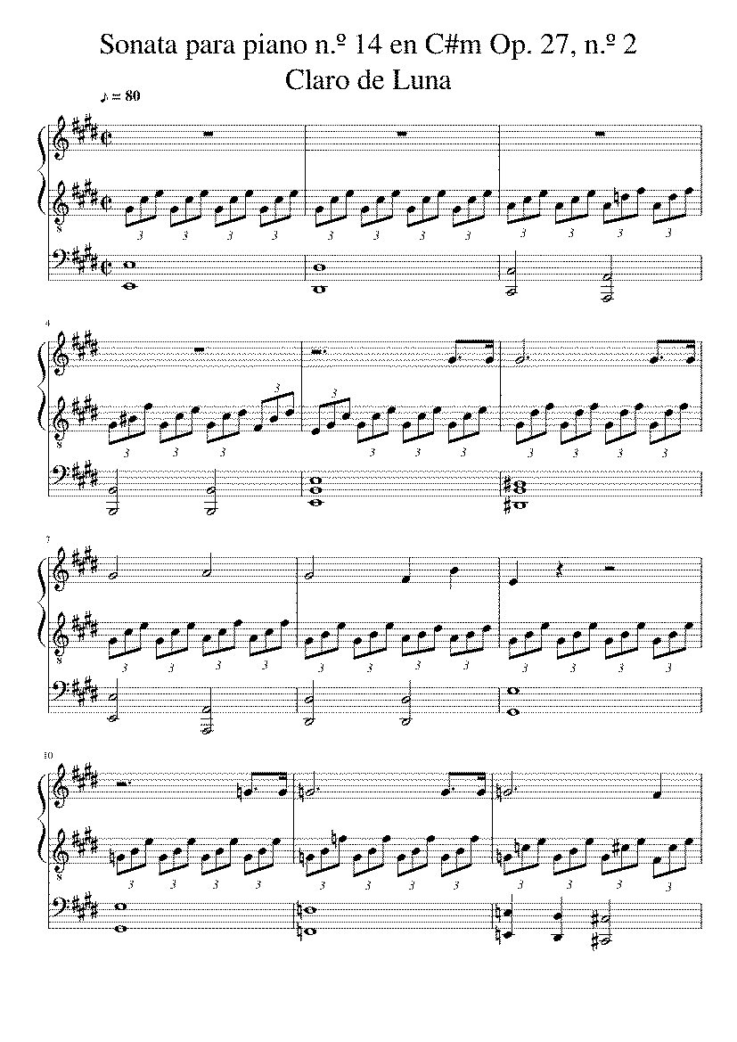 Partitura Sonata N 14 Claro de Luna