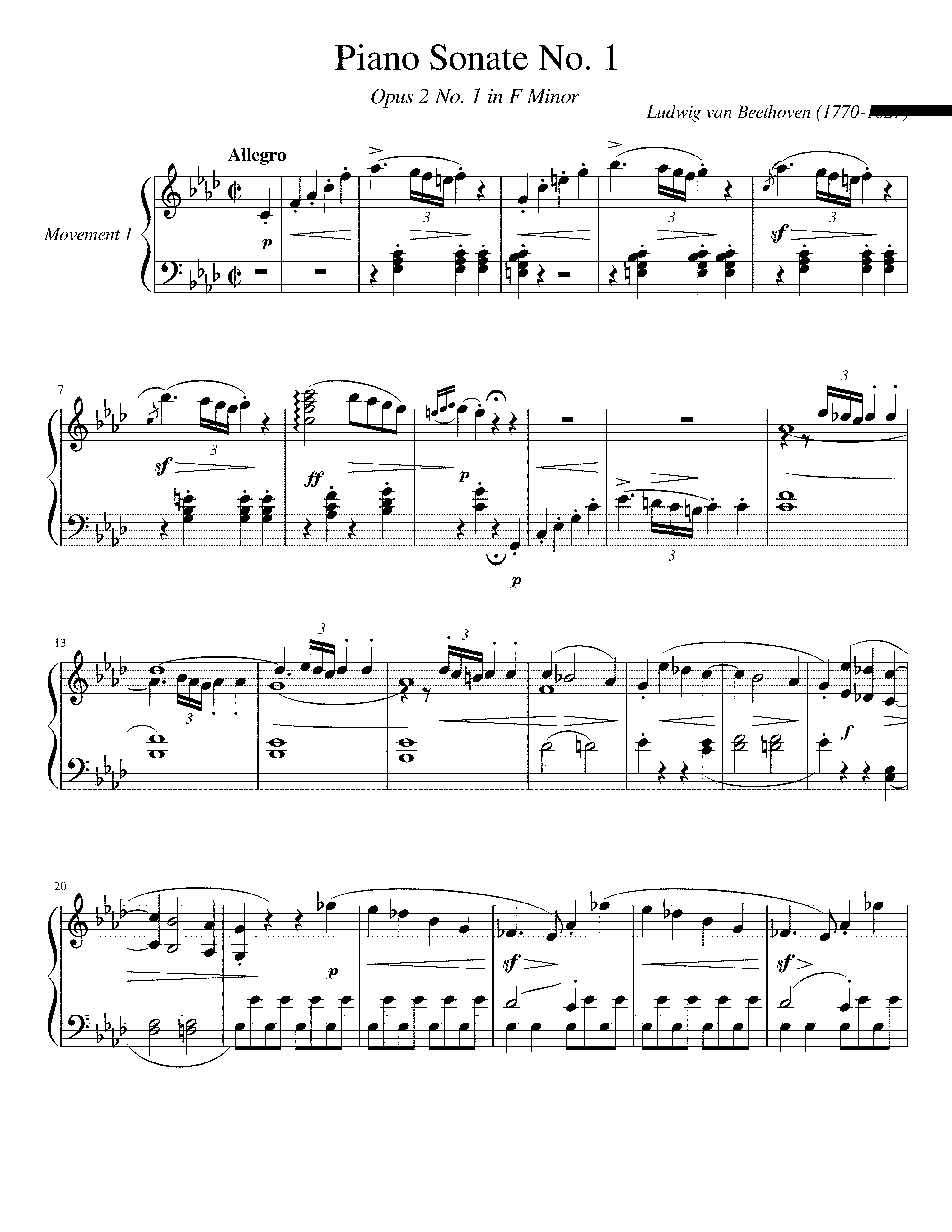Partitura Sonata Op 49 No 1 Beethoven