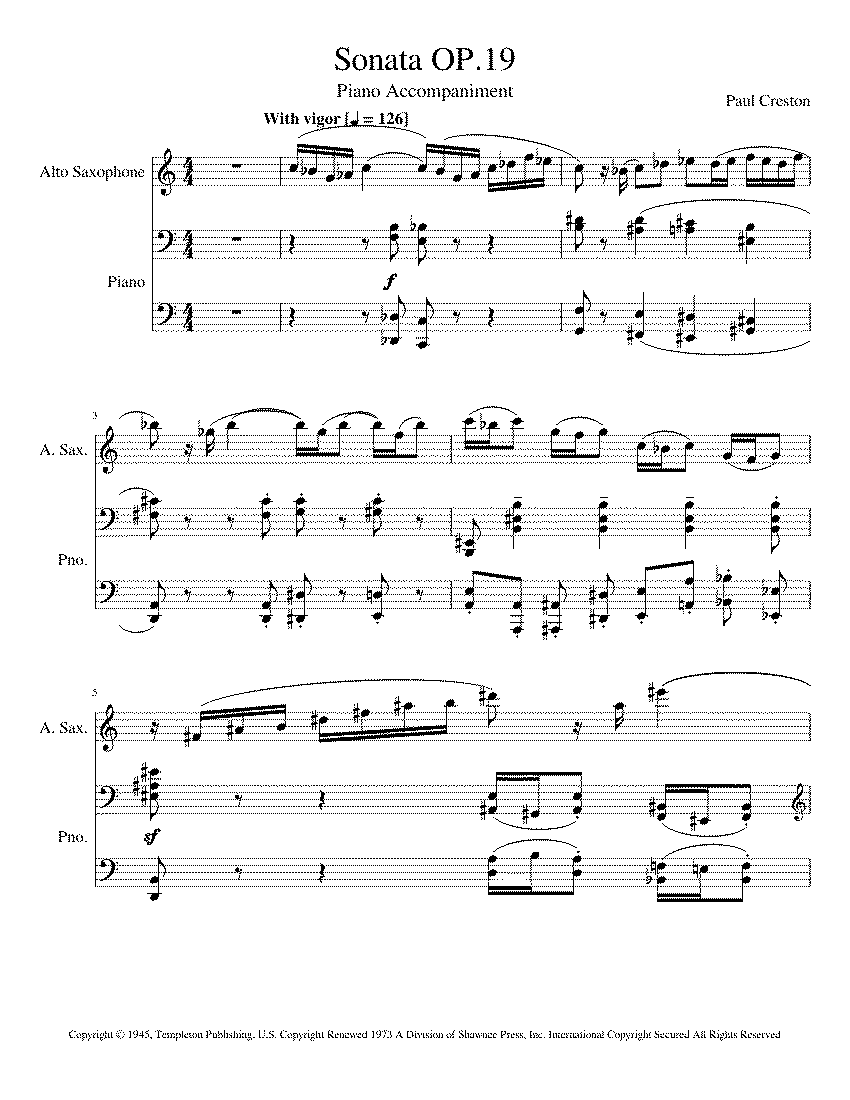 Partitura Sonata Paul Creston
