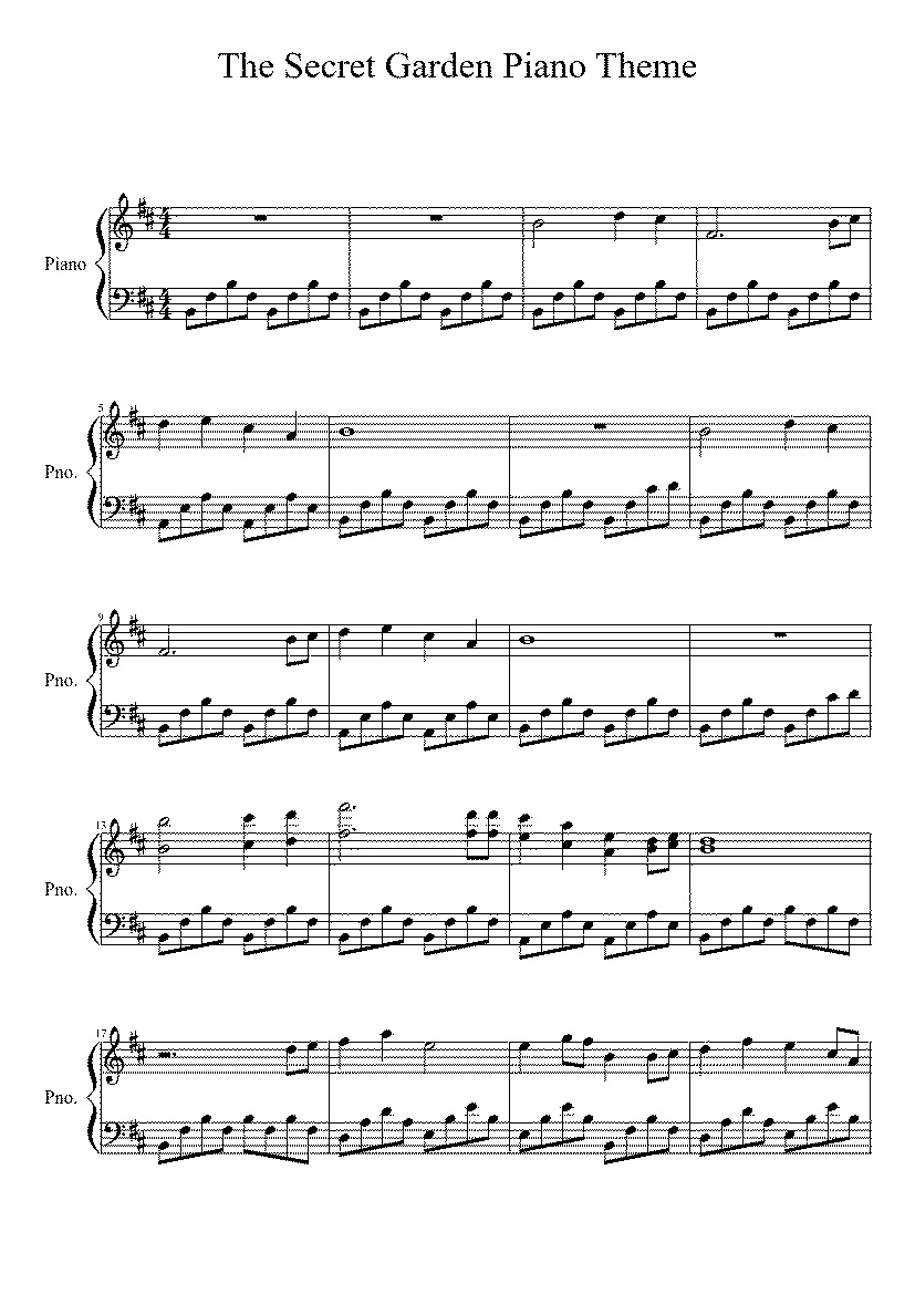 Partitura Song From The Secret Garden