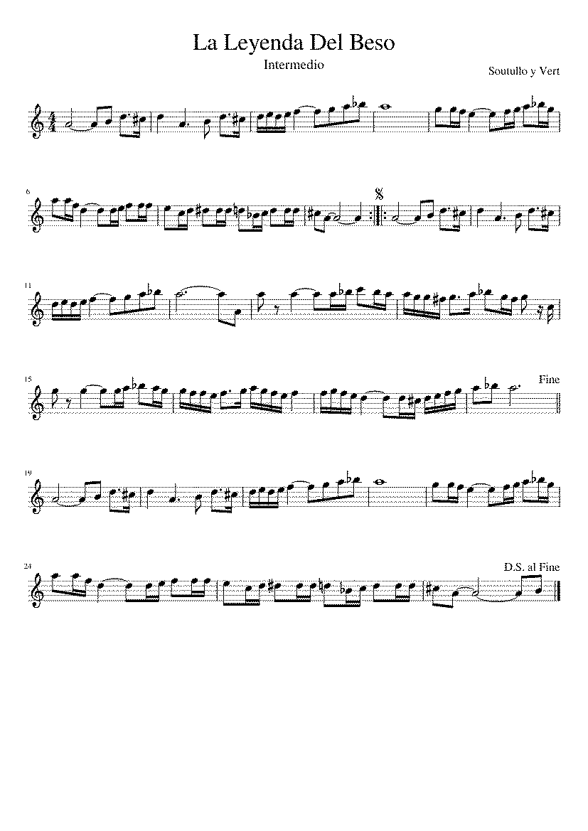 Partitura Soutullo y Vert La Leyenda del Beso