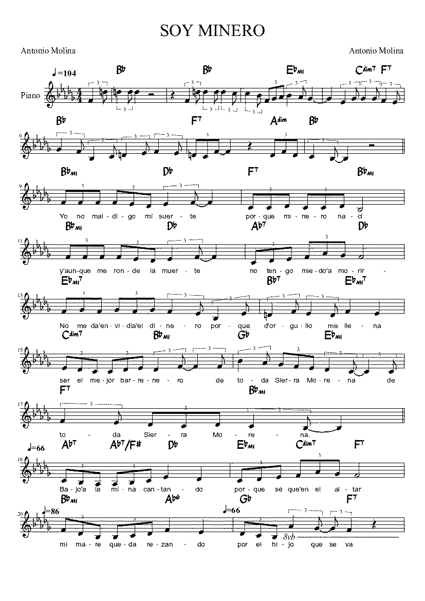 Partitura Soy Minero