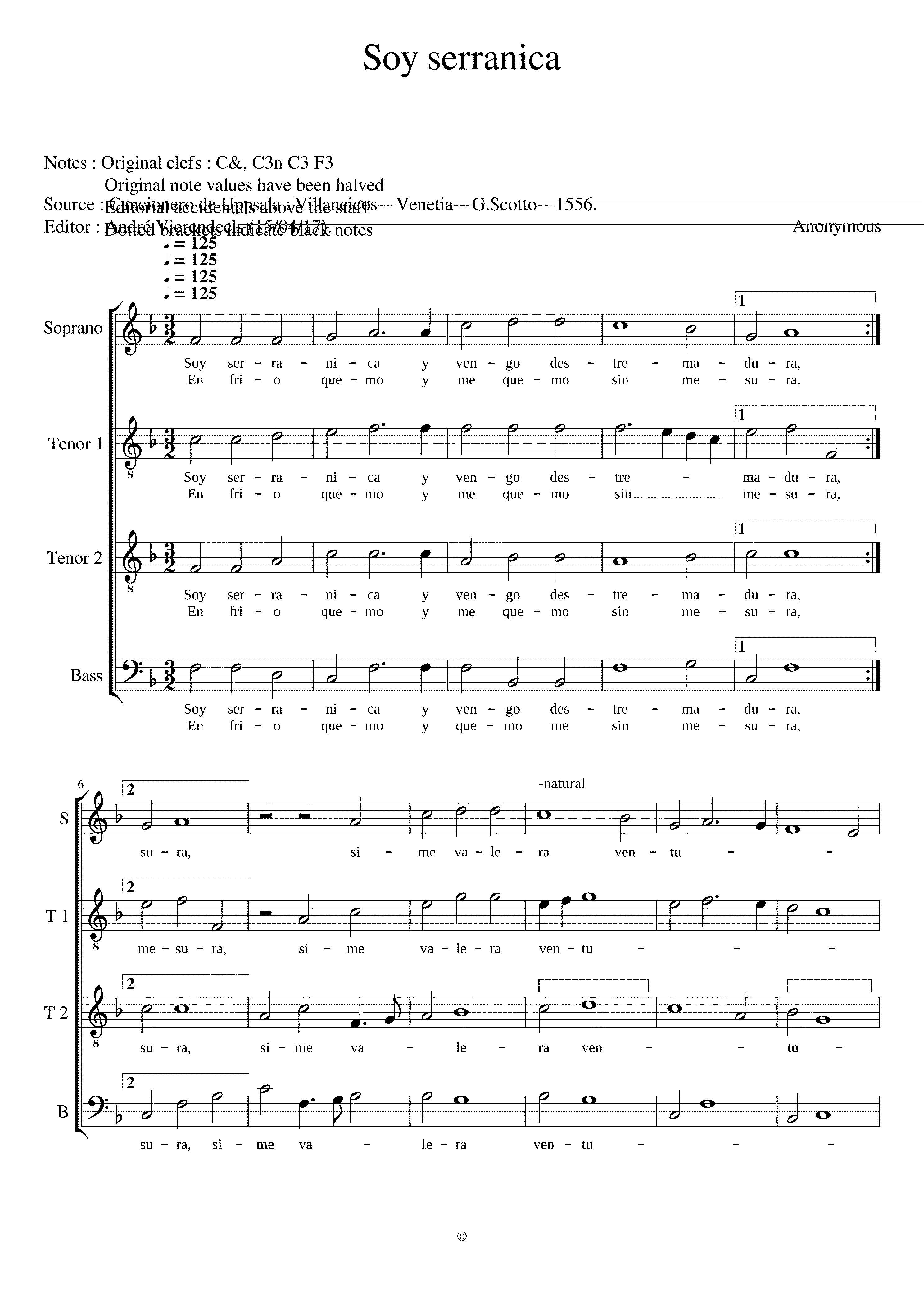 Partitura Soy Serranica