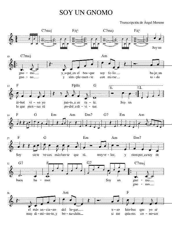 Partitura Soy Un Gnomo