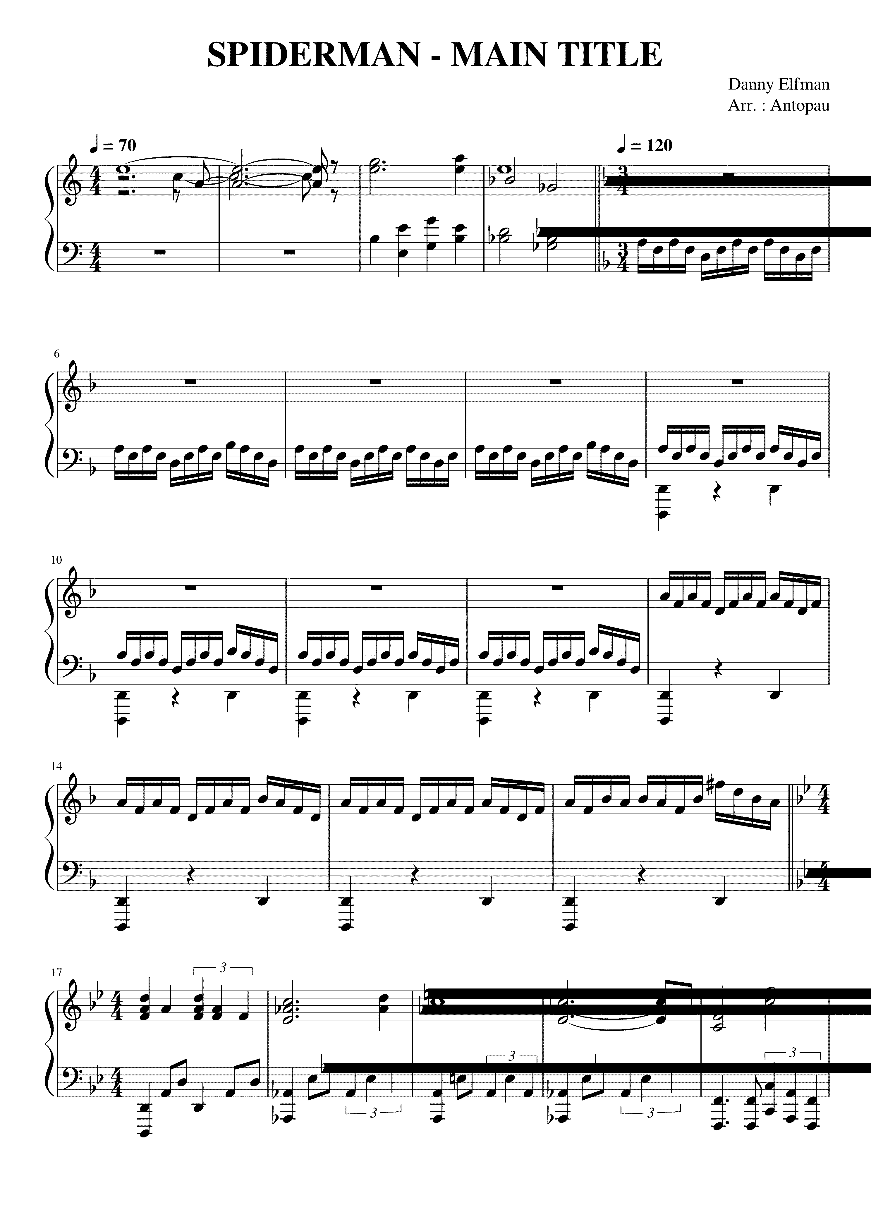 Partitura Spiderman