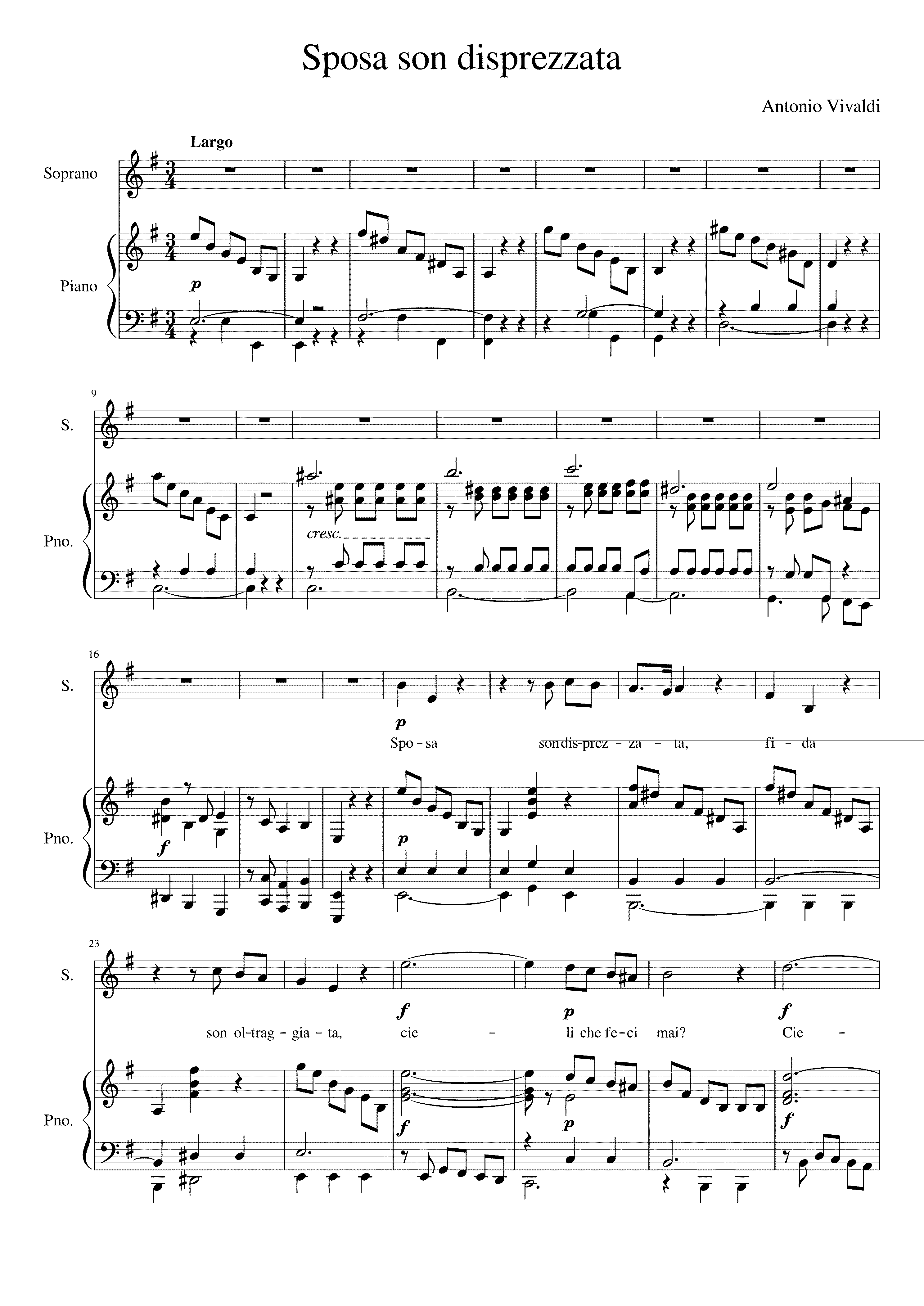 Partitura Sposa Son Disprezzata