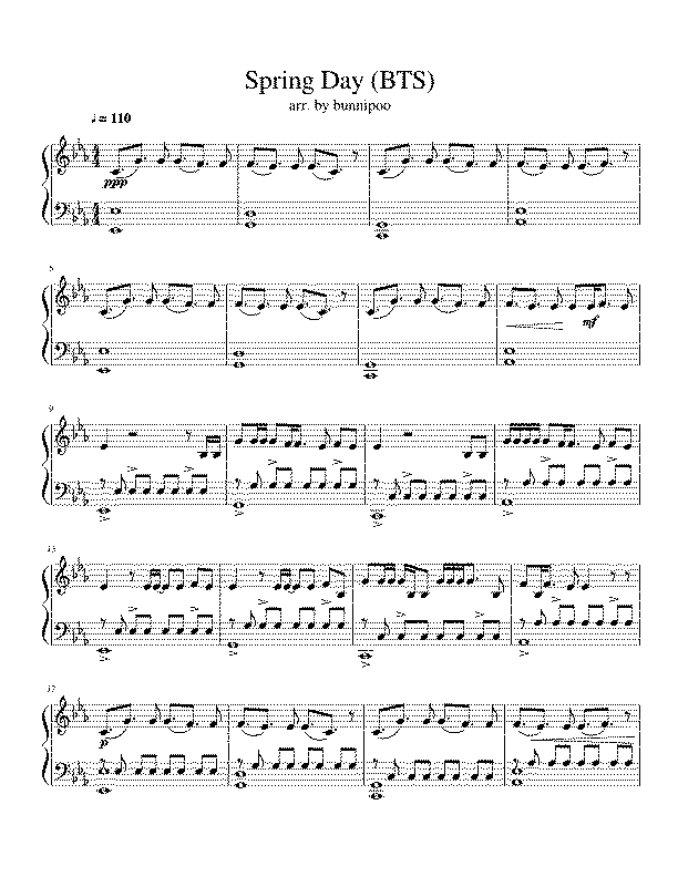 Partitura Spring Day Bts