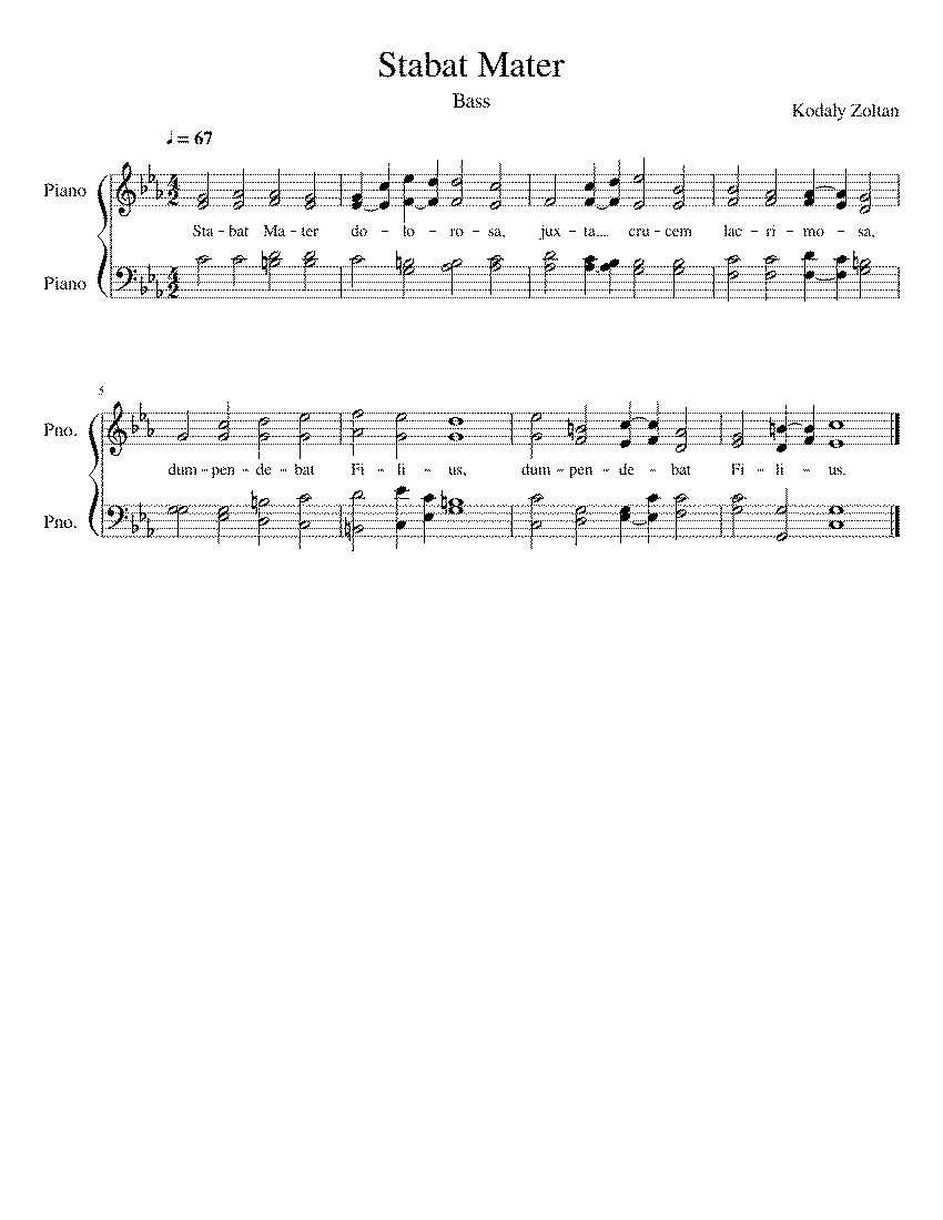 Partitura Stabat Mater Zoltan Kodaly