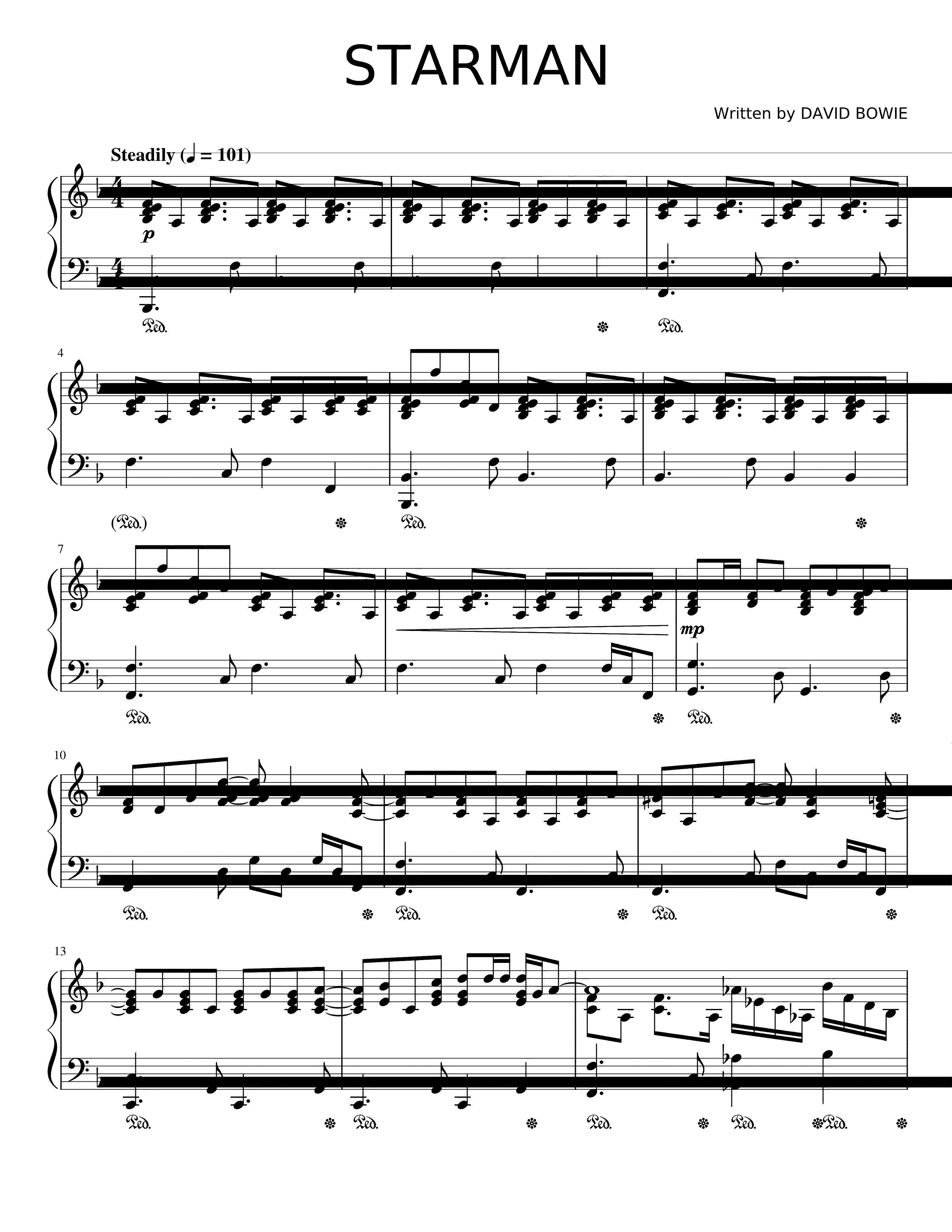 Partitura Starman David Bowie