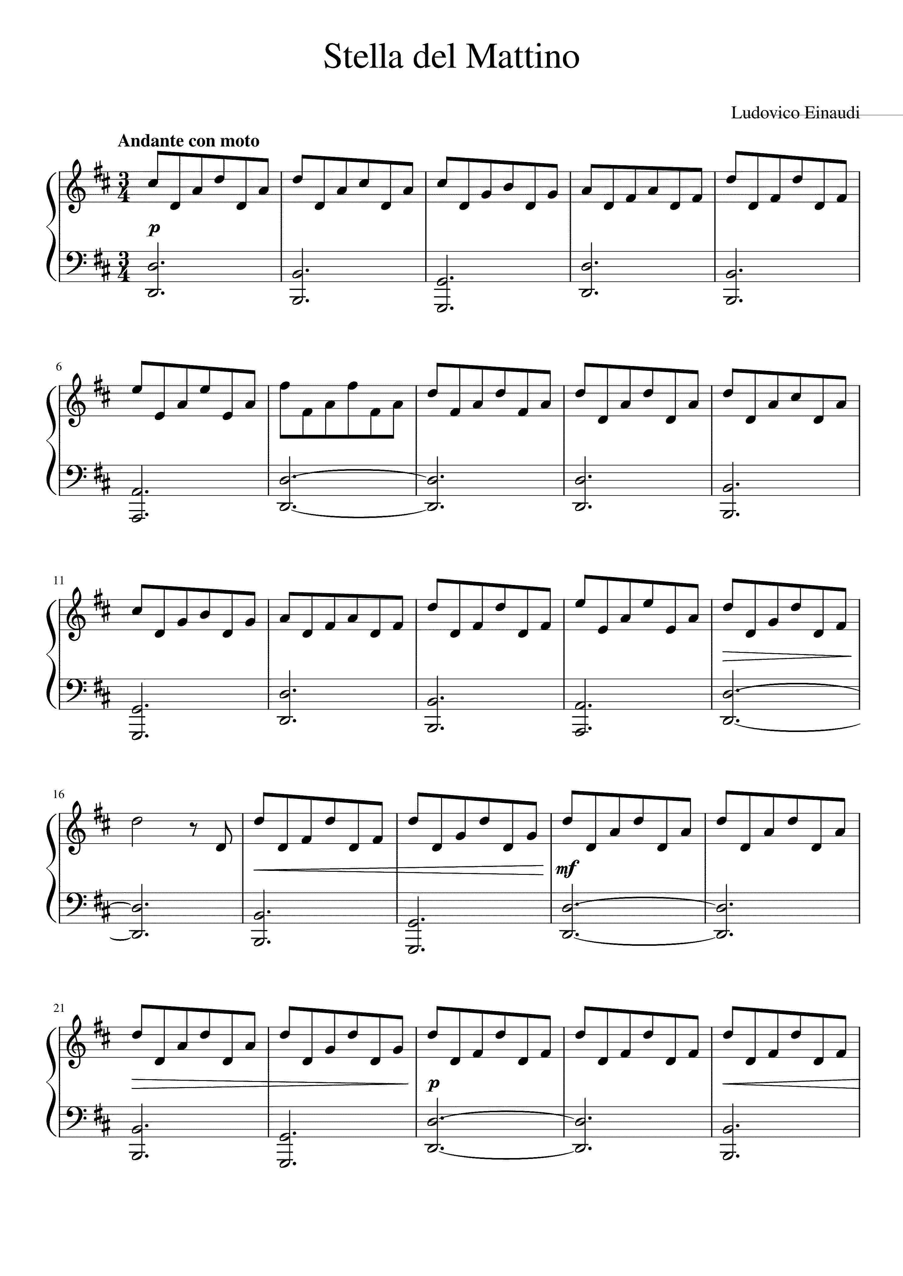 Partitura Stella del Mattino