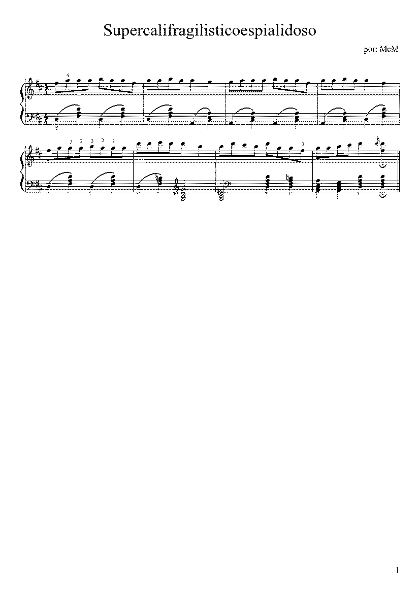 Partitura Supercalifragilisticoespialidoso