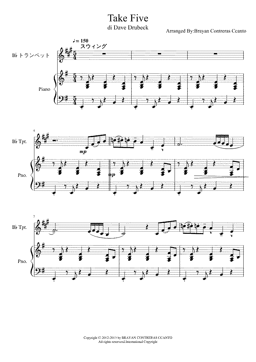 Partitura Take Five Trumpet