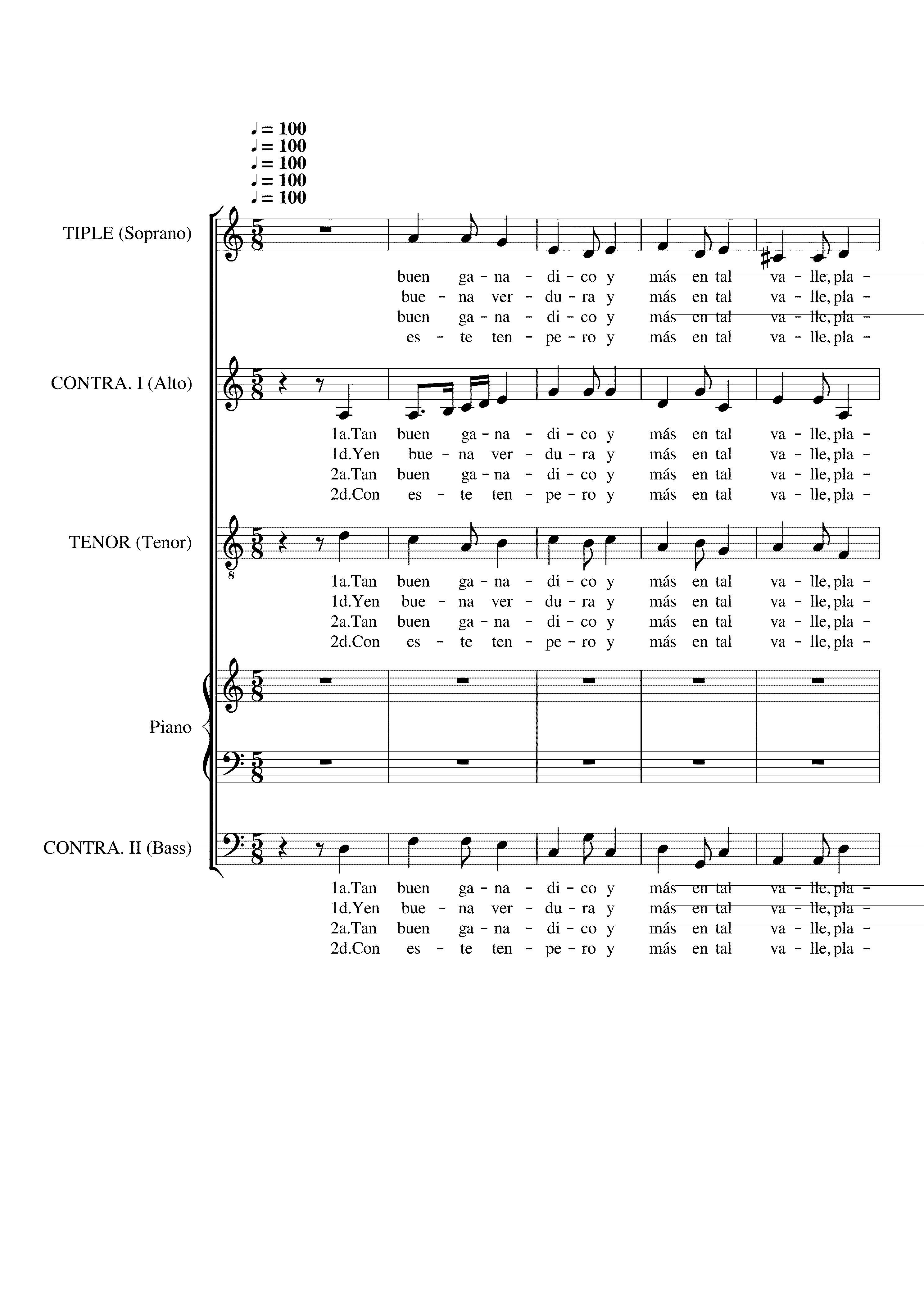 Partitura Tan Buen Ganadico