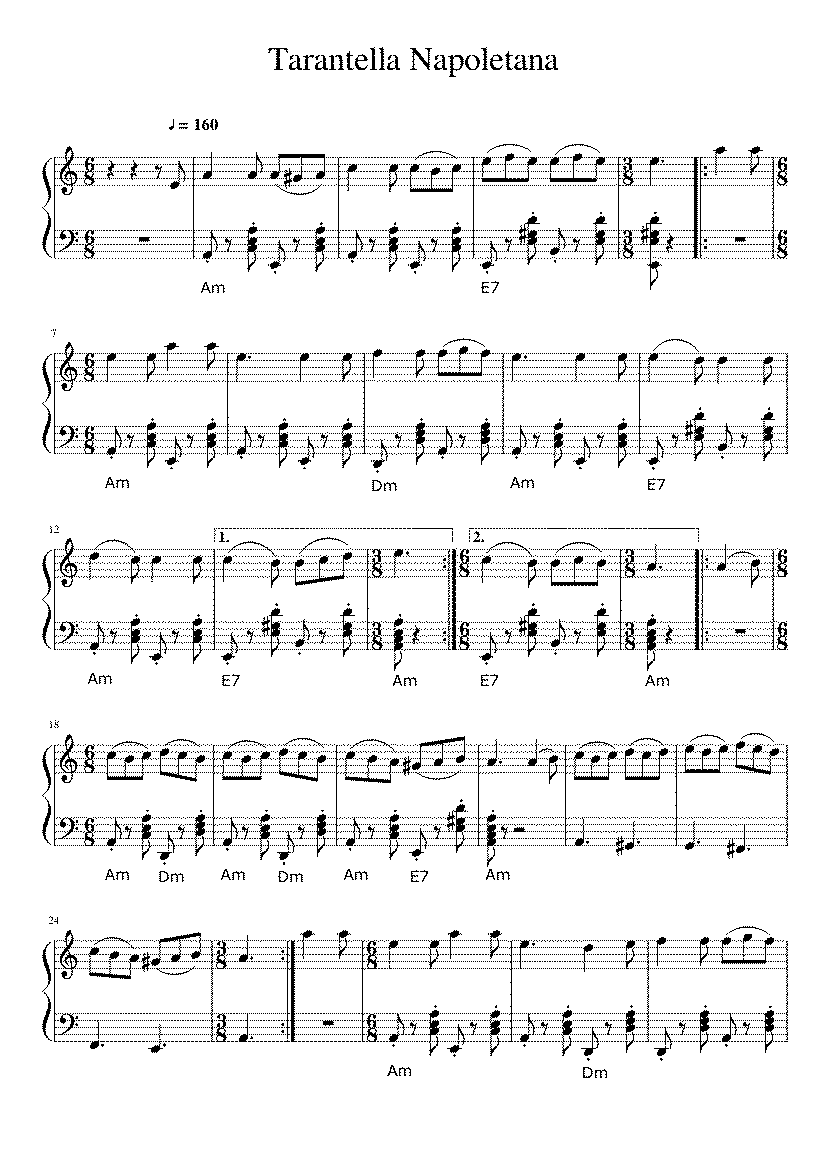 Partitura Tarantella Napoletana