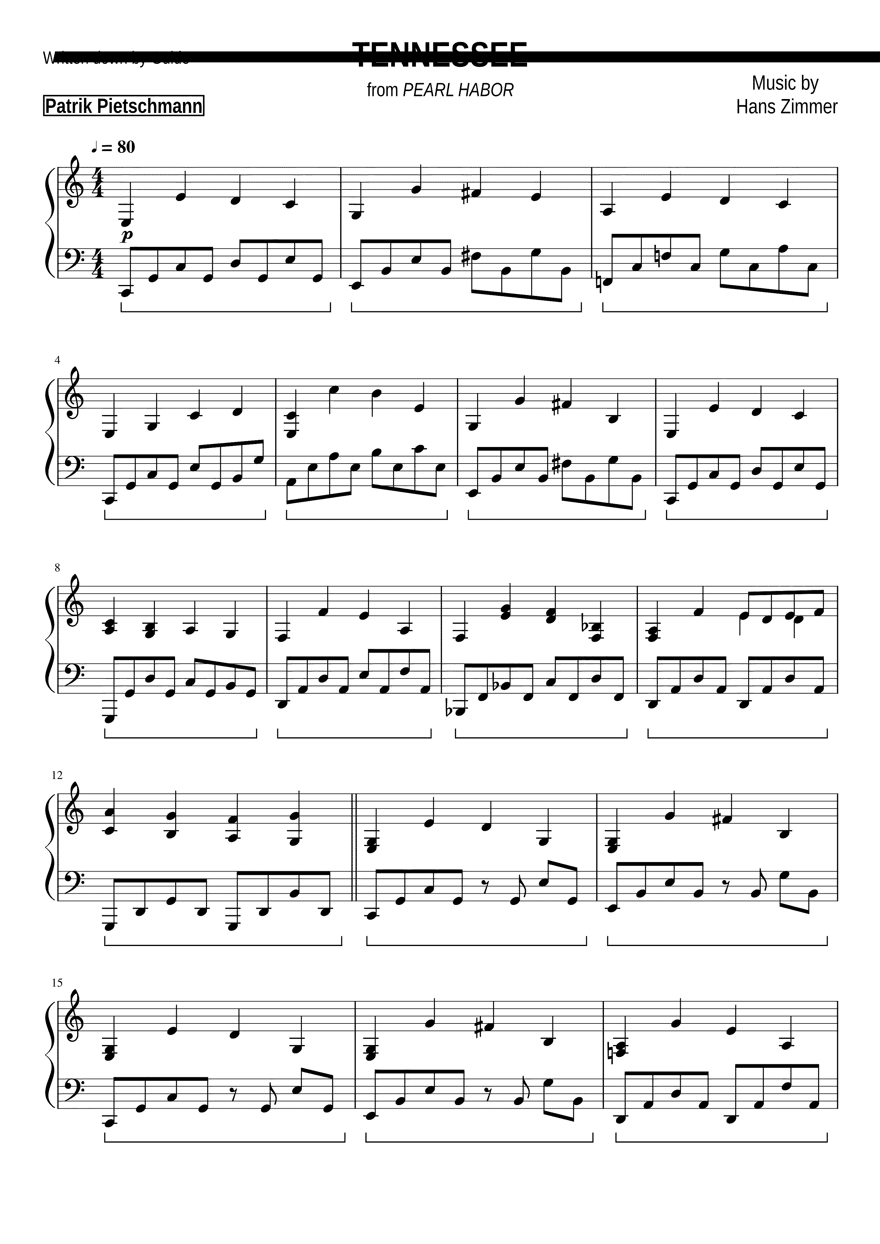 Partitura Tennessee