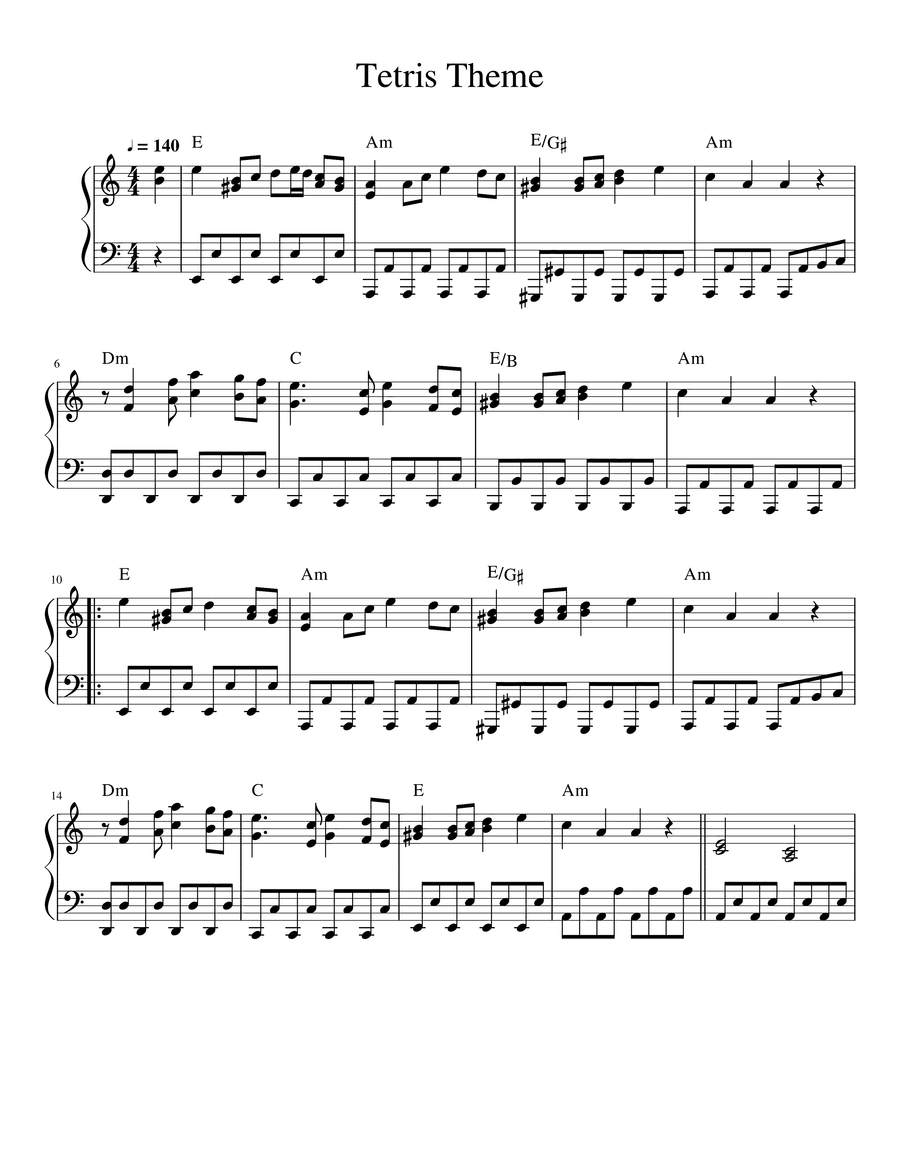 Partitura Tetris Theme