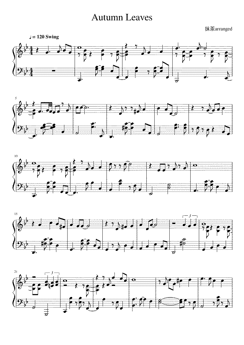 Partitura The Autumn Leaves