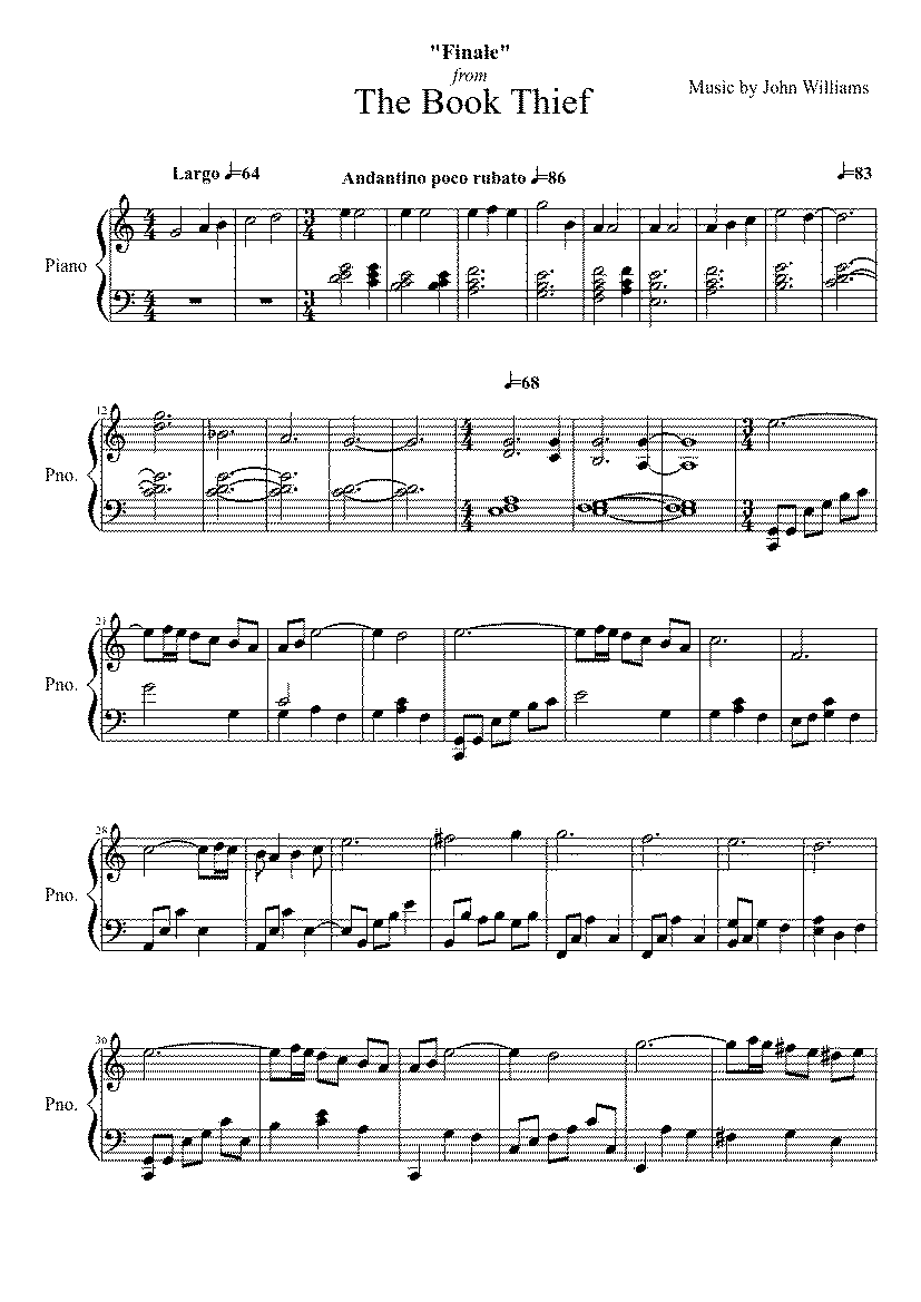 Partitura de The Book Thief
