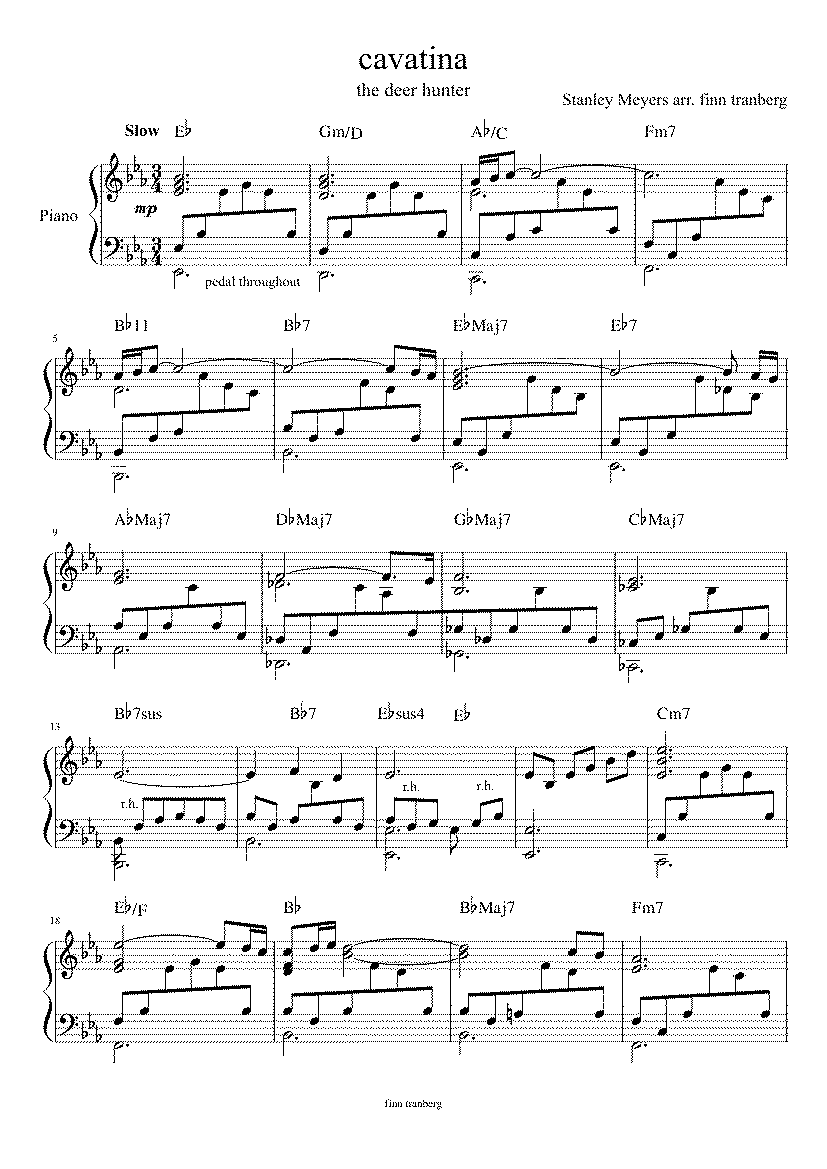 Partitura The Deer Hunter Cavatina