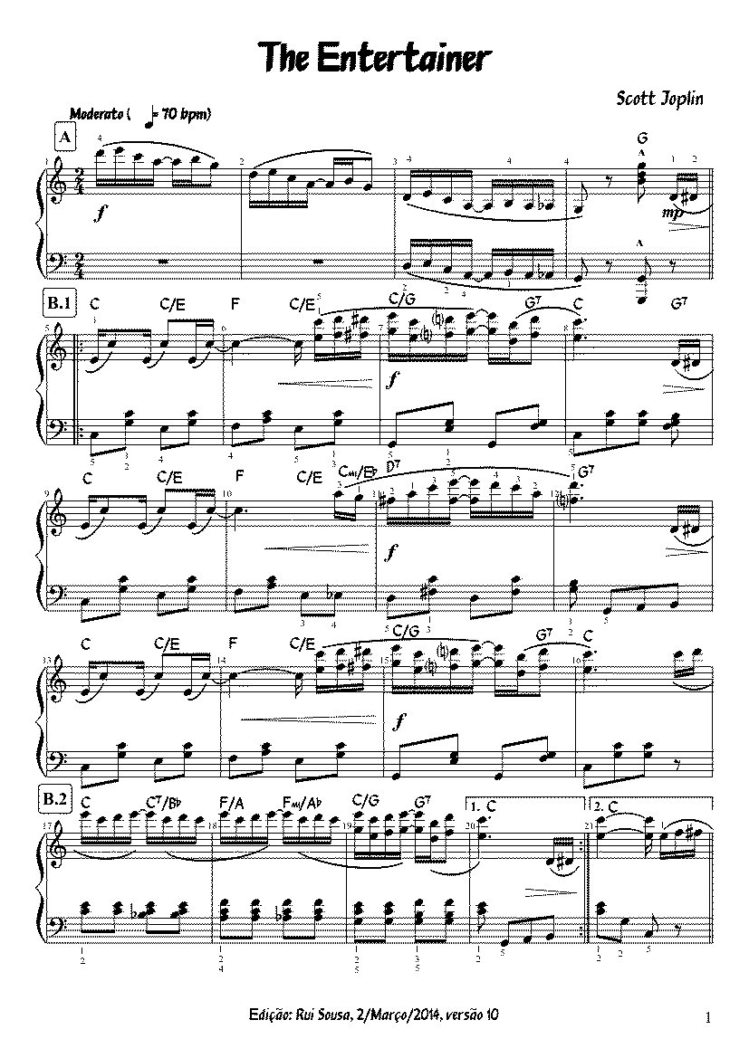 Partitura The Entertainer