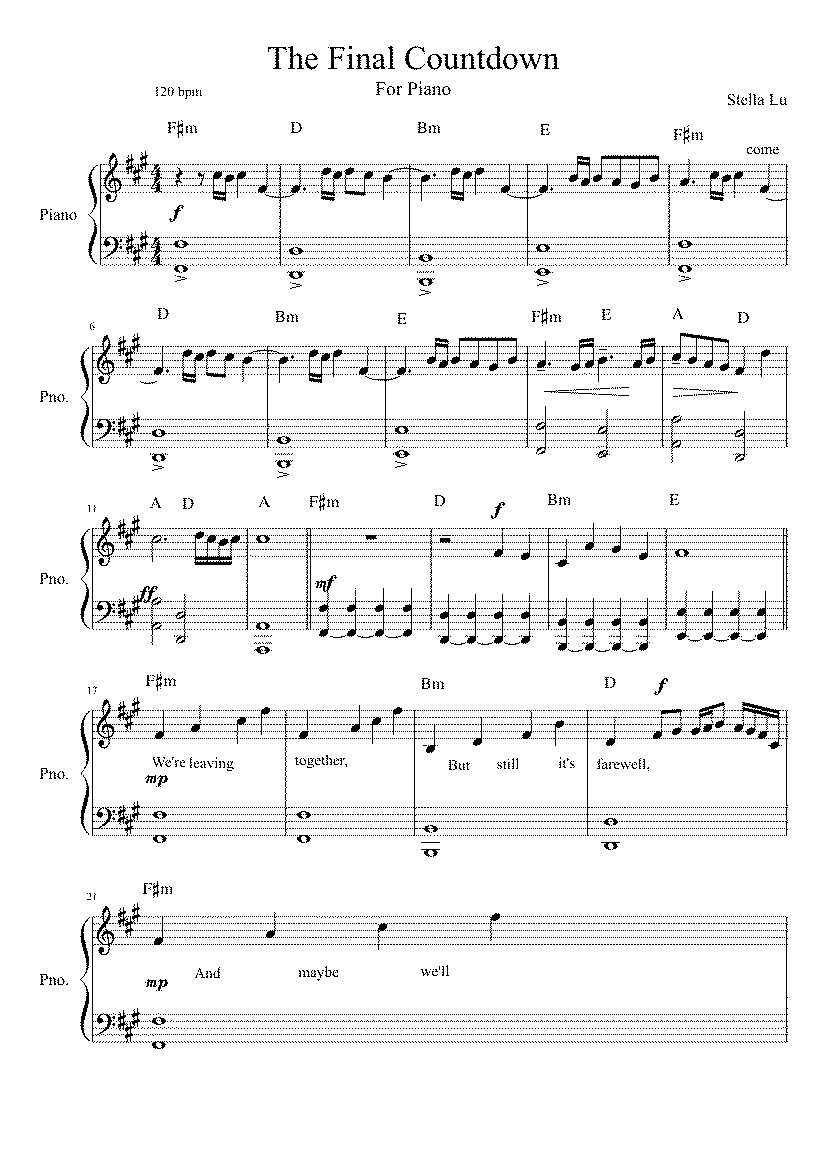 Partitura The Final Countdown