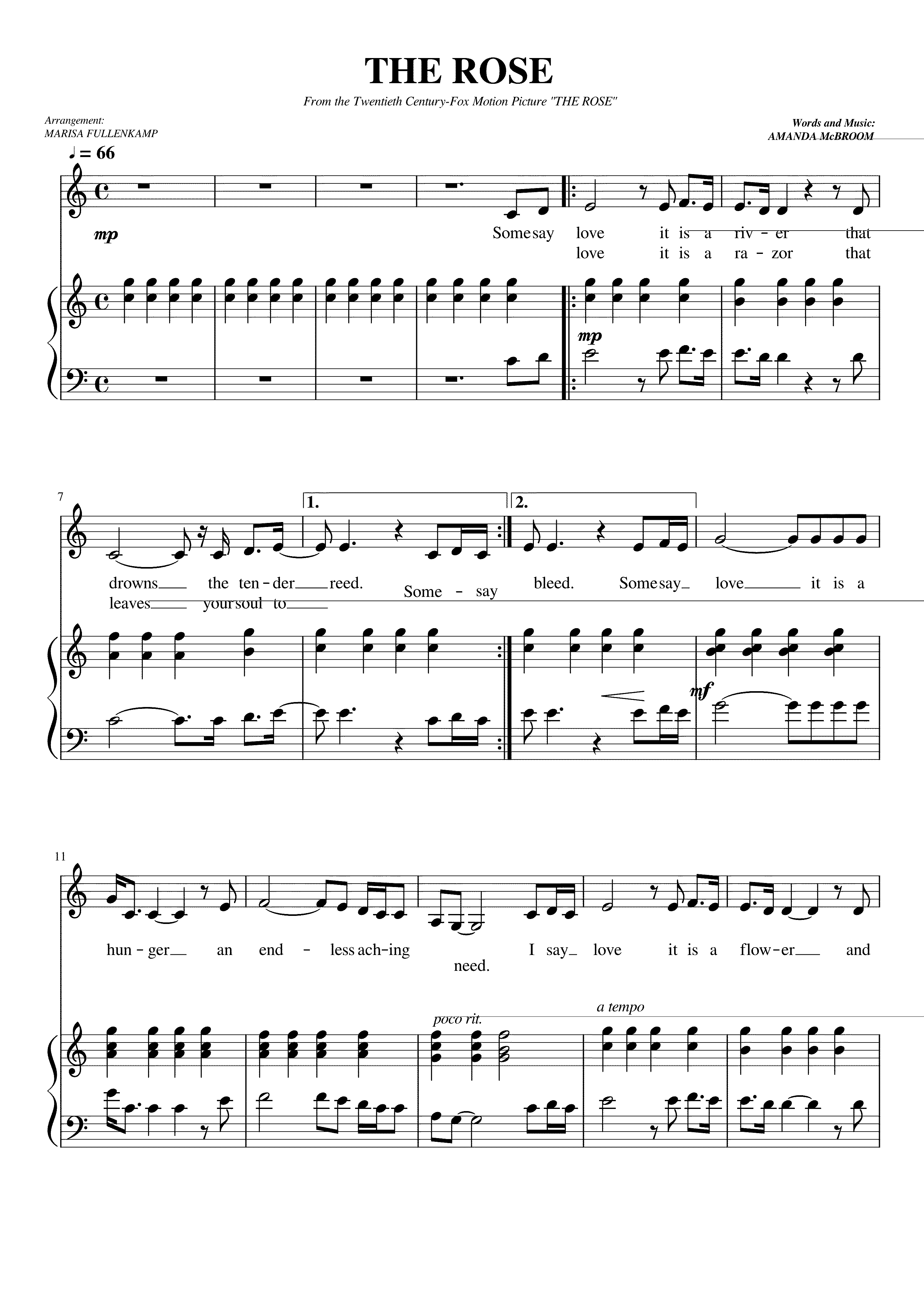 Partitura The Rose