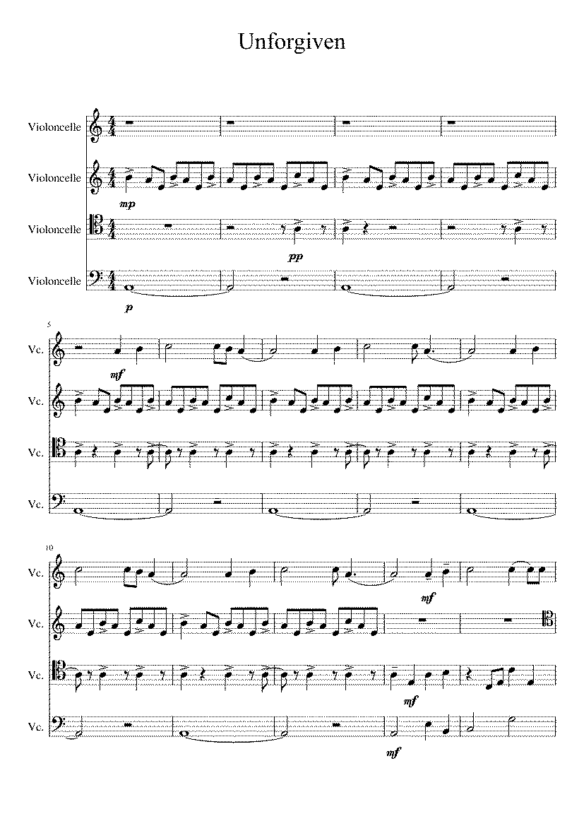 Partitura The Unforgiven Apocalyptica
