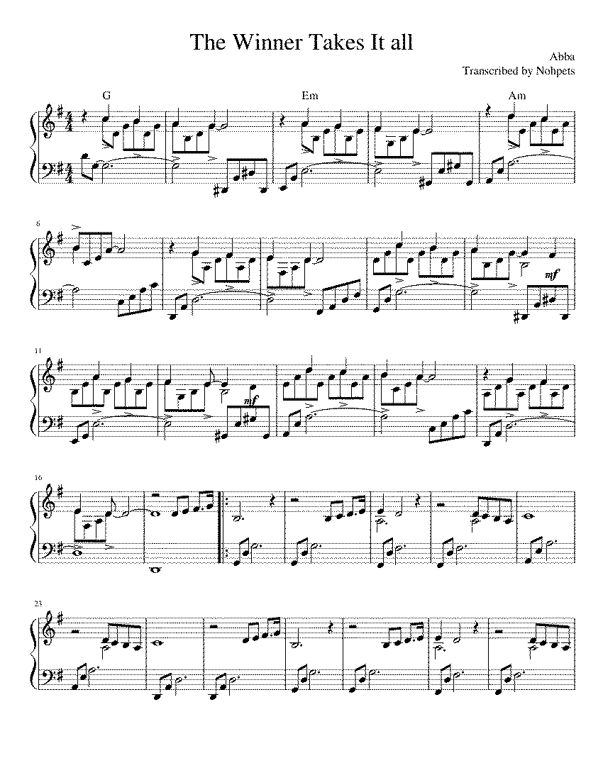 Partitura The Winner Takes It All