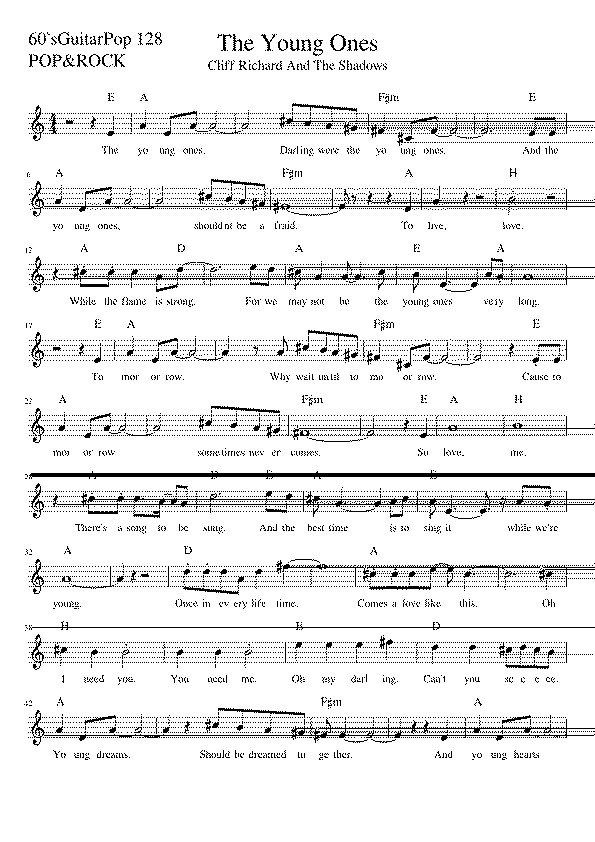 Partitura The Young Ones