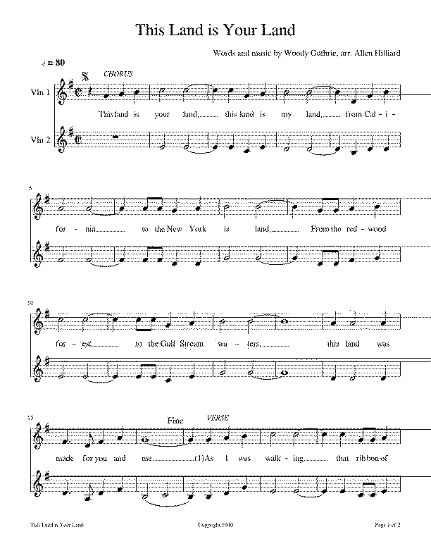 Partitura This Land Is Your Land