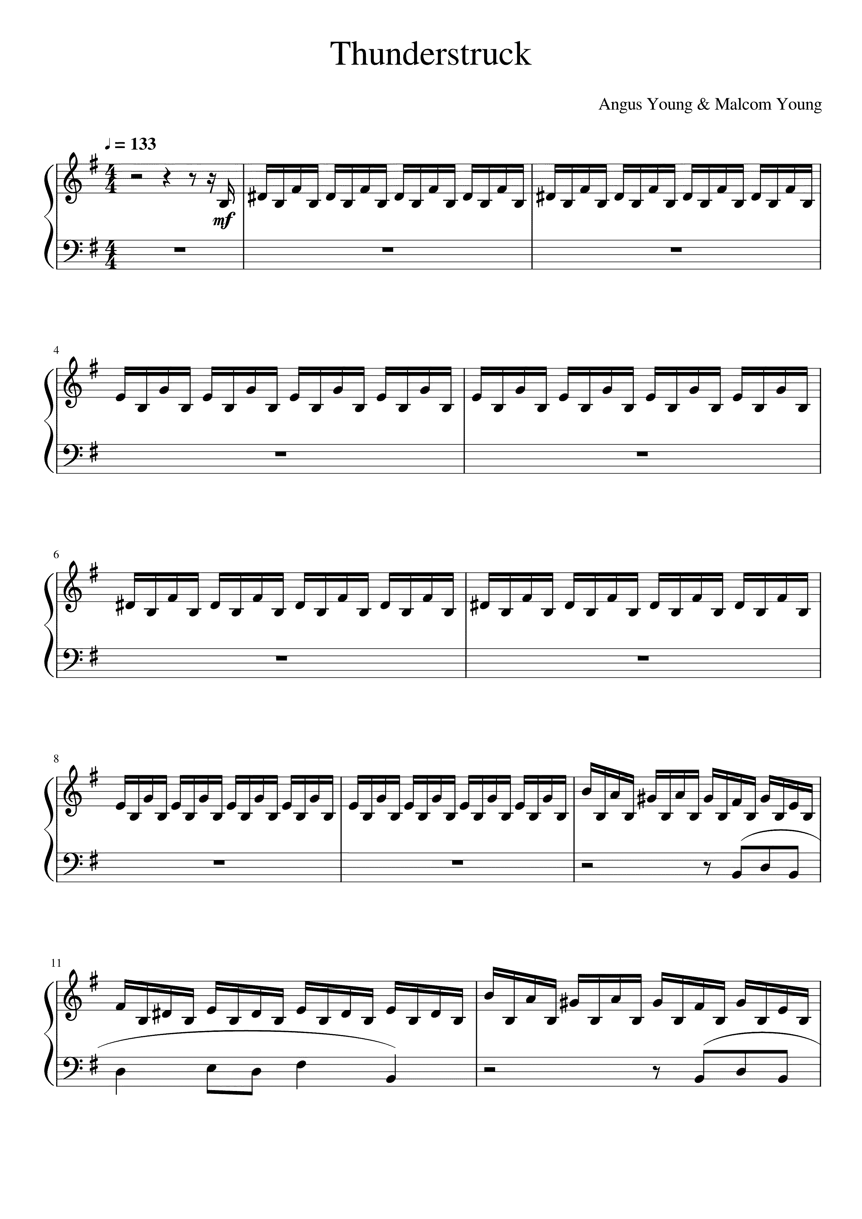 Partitura Thunderstruck