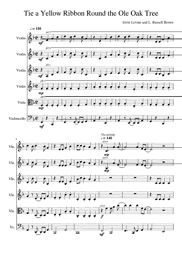 Partitura Tie a Yellow Ribbon Round The Ole Oak Tree