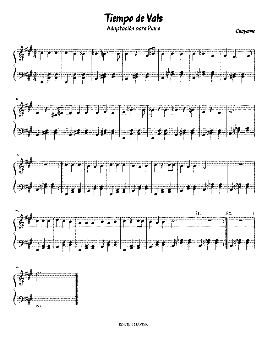 Partitura Tiempo de Vals Chayanne
