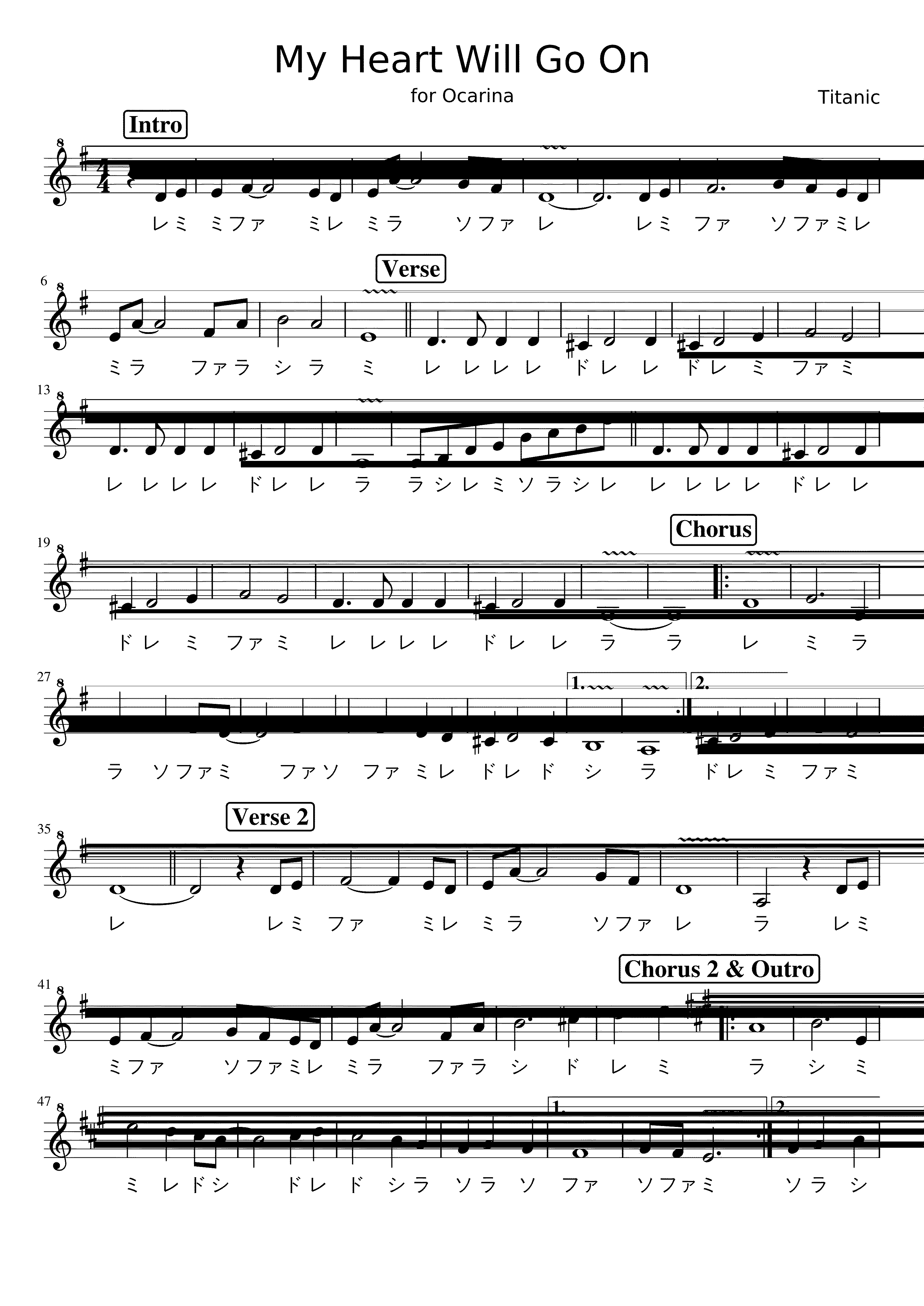 Partitura Titanic Ocarina