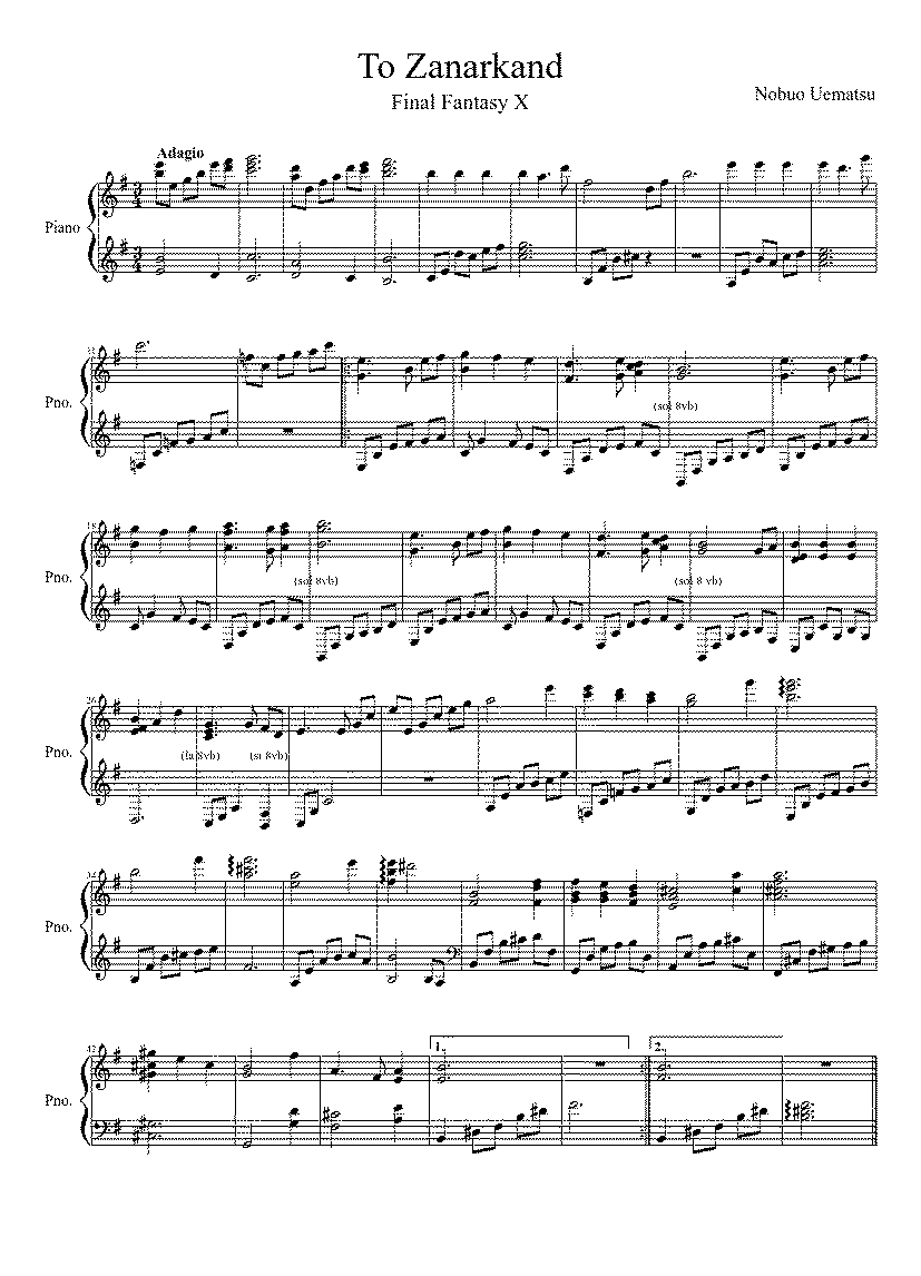 Partitura To Zanarkand